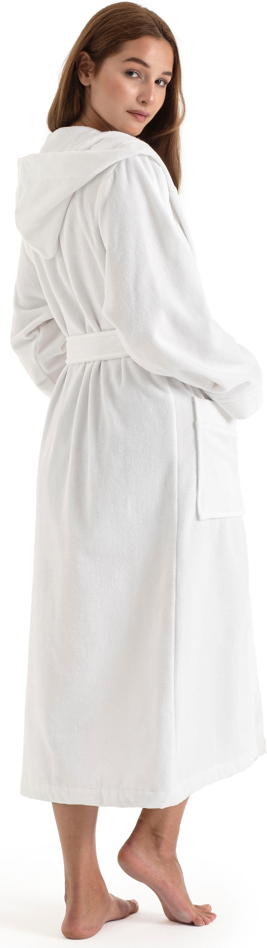 OTTO home Unisex-Bademantel »Fenya, 330 g/m², Premium, Hotelbademantel, Morgenmantel,  Sauna & Spa« 1 Stk. Reißverschlusstaschen, weich mit GRATIS-Zugabe: 1x Duschtuch 70x140 cm