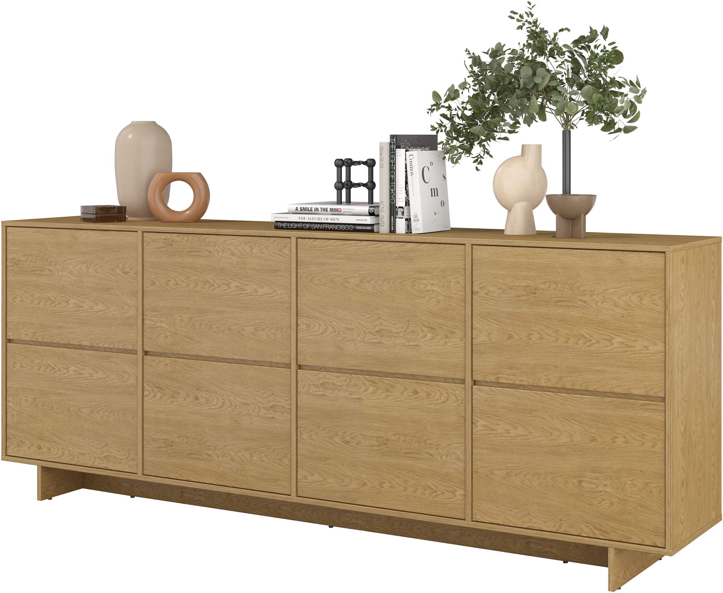 OTTO home Sideboard »Tatami, Stilvolle, moderne grifflose Kommode 4 Türen, Breite 220cm« Anrichte mit viel Stauraum, Böden verstellbar, push-to-open-Funktion