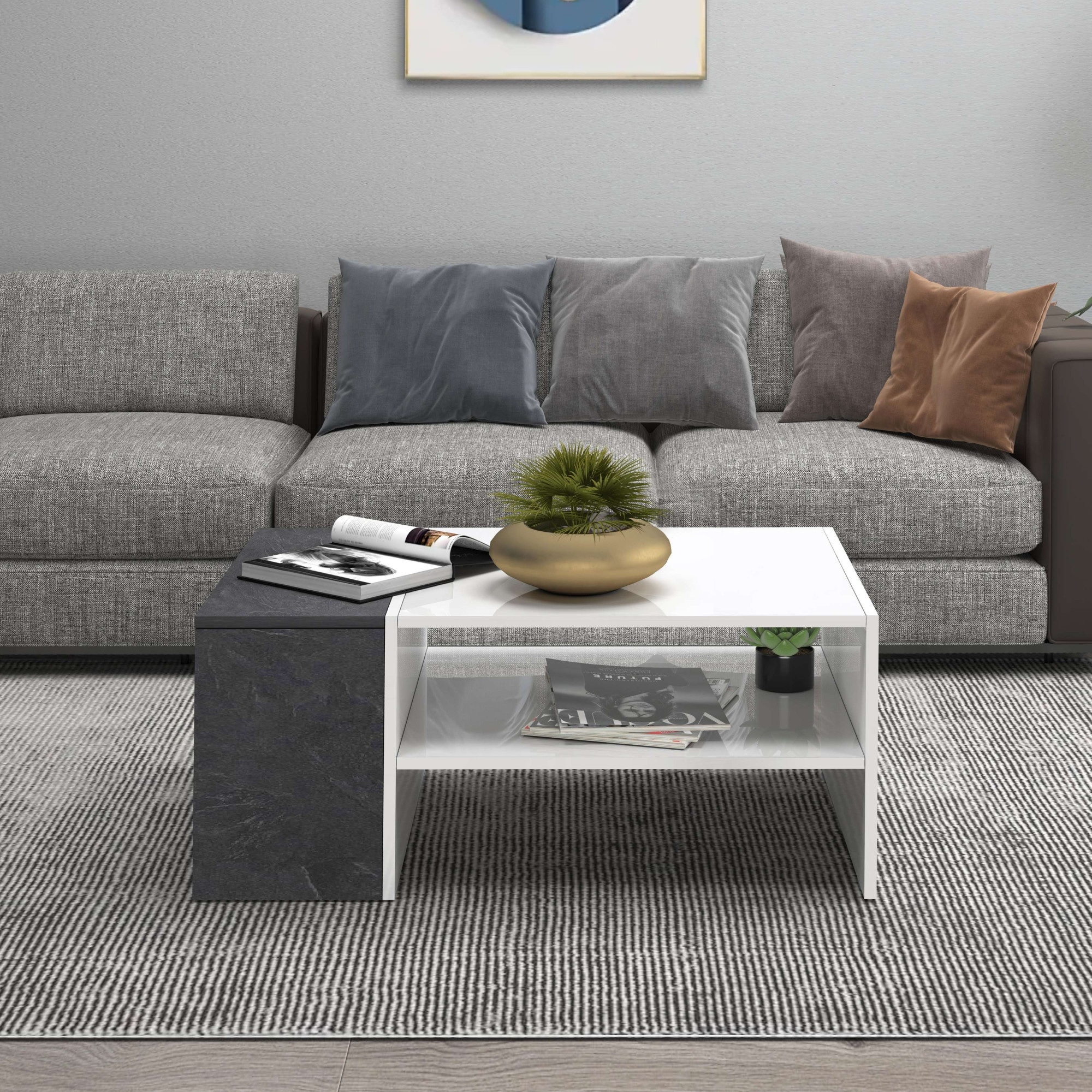 INOSIGN Couchtisch »Coro, Couchtisch, Couchtisch mit seitlichem Stauraum,Sofatisch«, Länge 90 cm, mit zwei Ablagefächern davon eines geschlossen