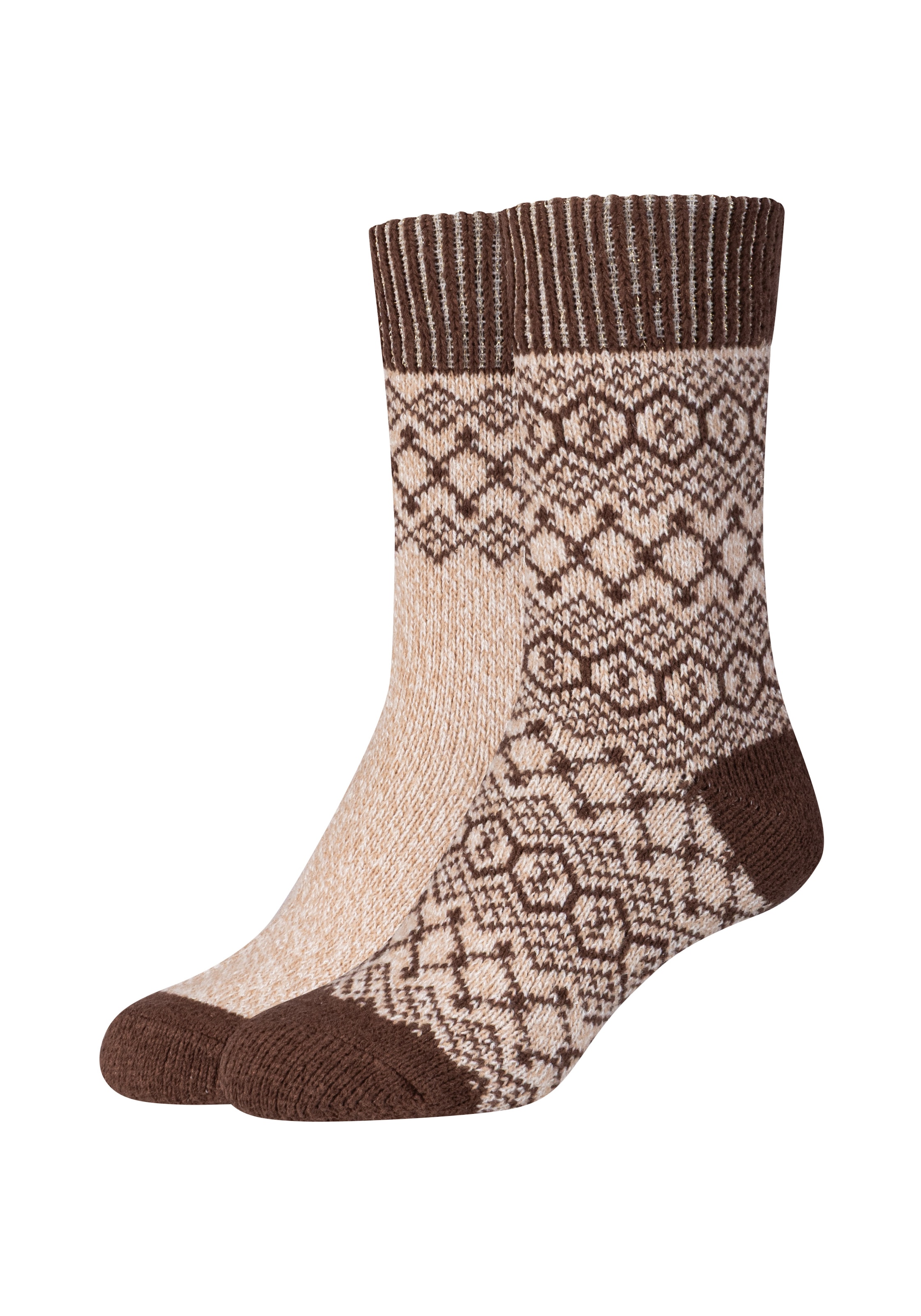 Camano Socken kuschelige Damen-Socken, mit Jacquardmuster, 4 Paar im Set