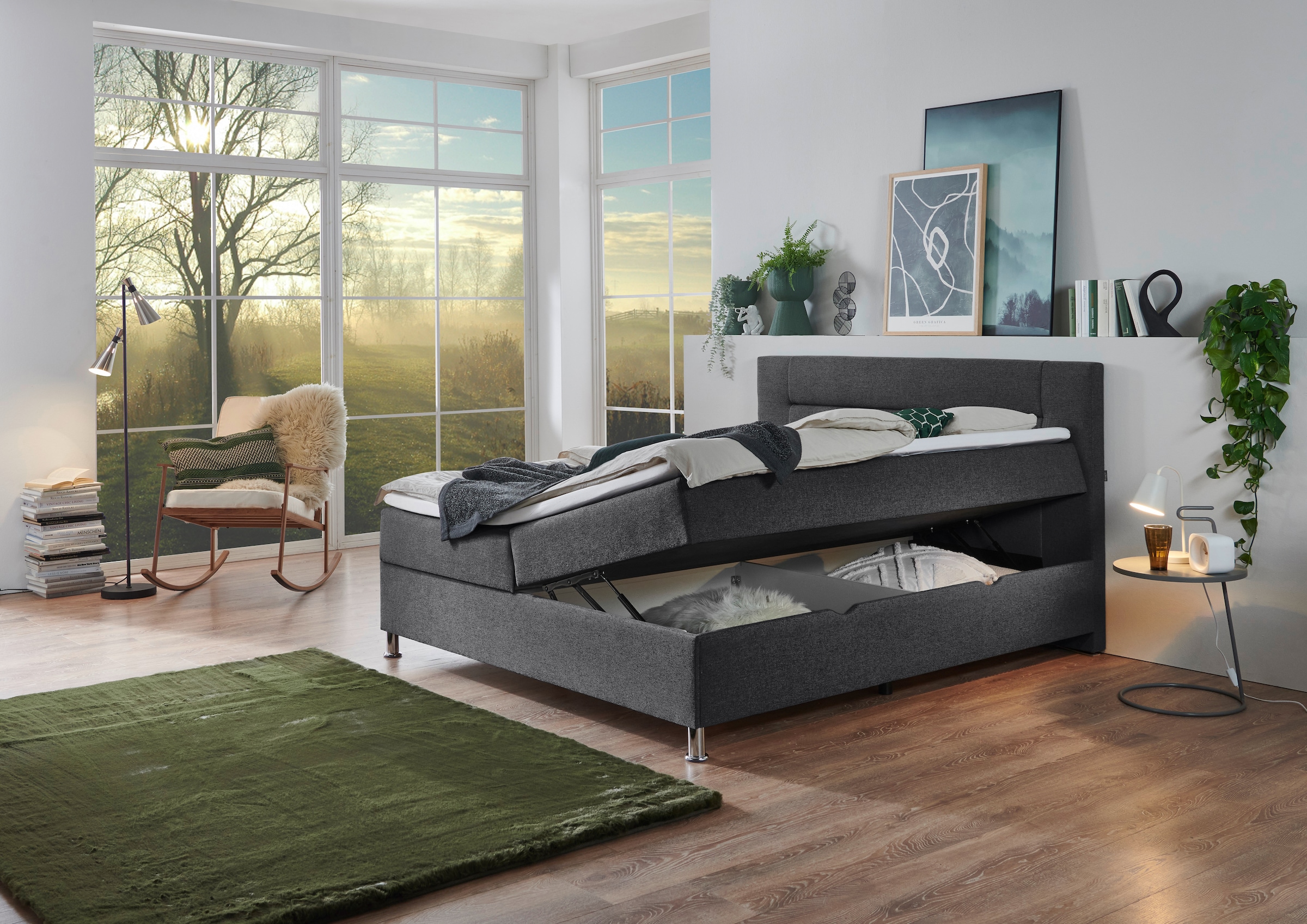 INOSIGN Boxbett »Escalon mit Bettkasten, inkl. Topper«, erhältlich in den Breiten 120x200cm und 180x200cm