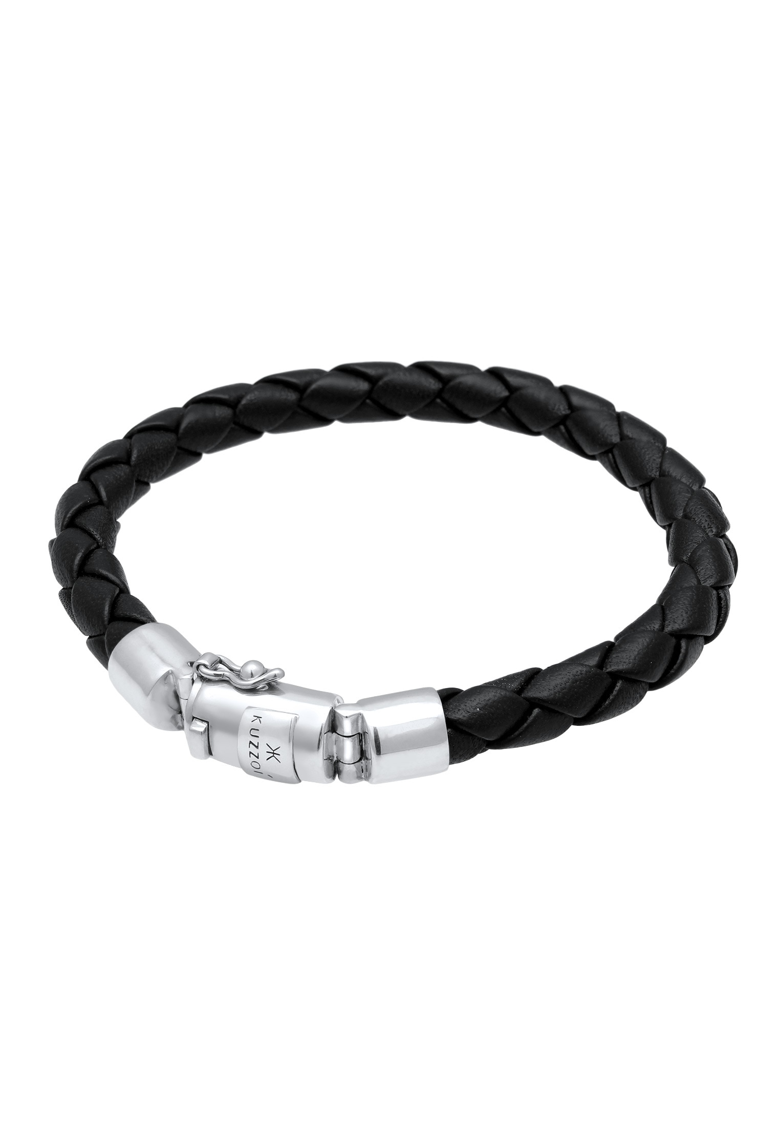 Kuzzoi Armband »Herren Lederarmband Kastenverschluss 925 Silber«