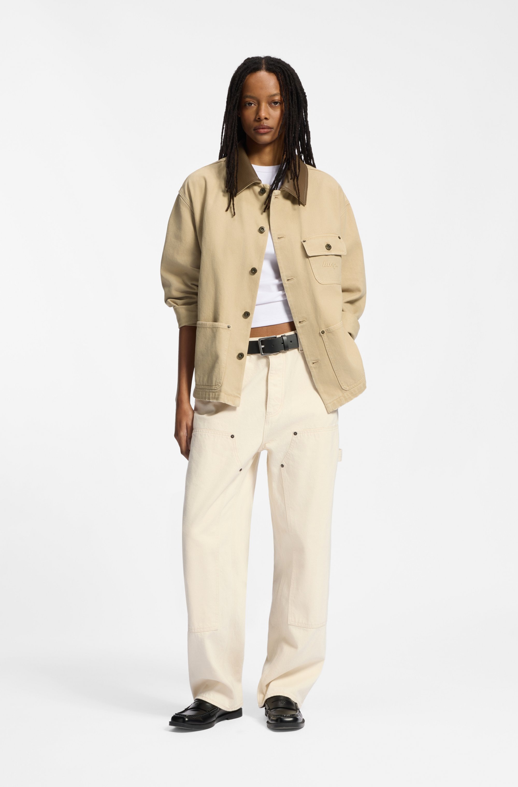 HUGO Hemdjacke »Flimane« mit Kontrastkragen, oversize