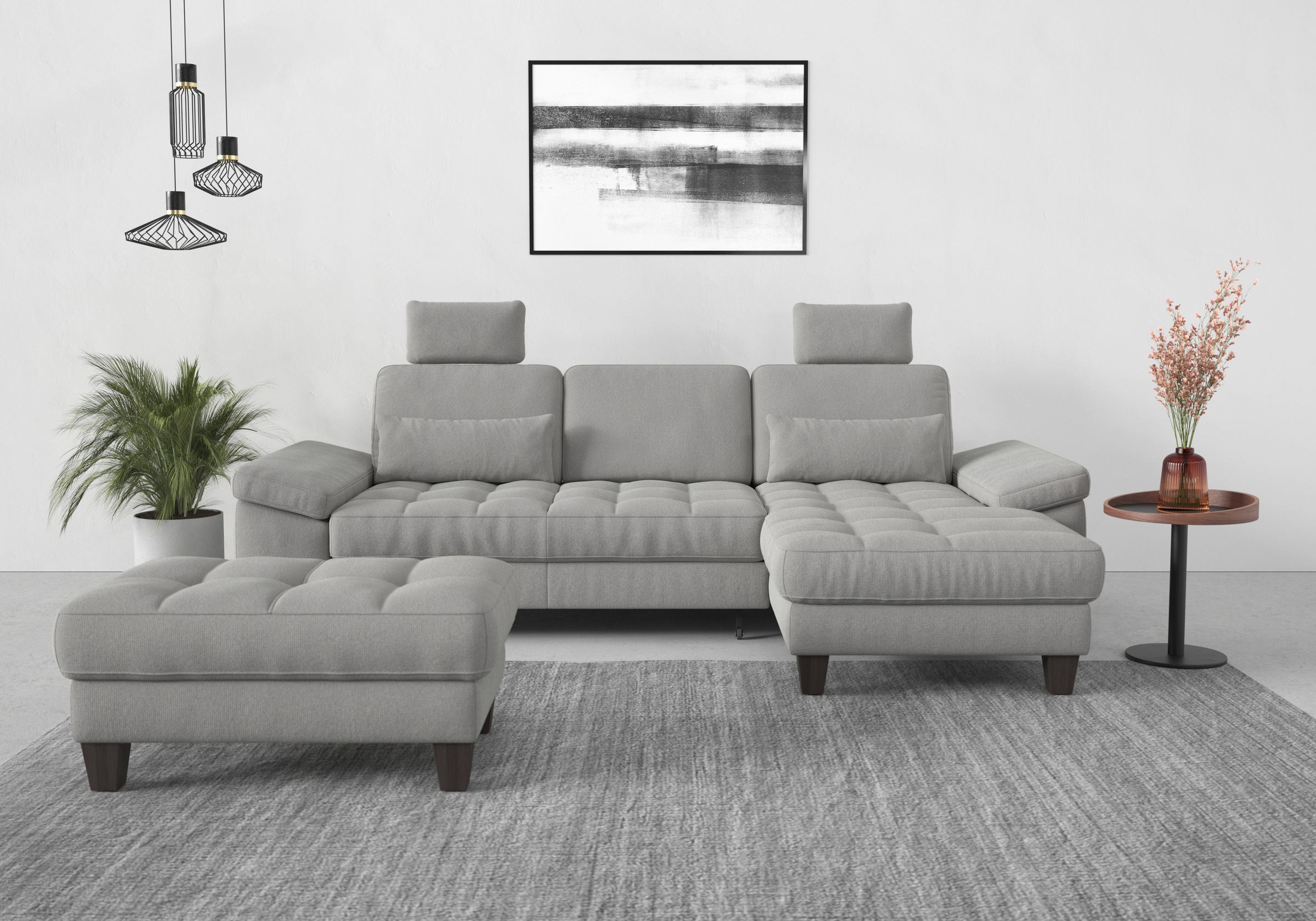 sit&more Ecksofa »Westham L-Form«, Recamiere, mit oder ohne Bettfunktion, Bettkasten, Füße wengefarben