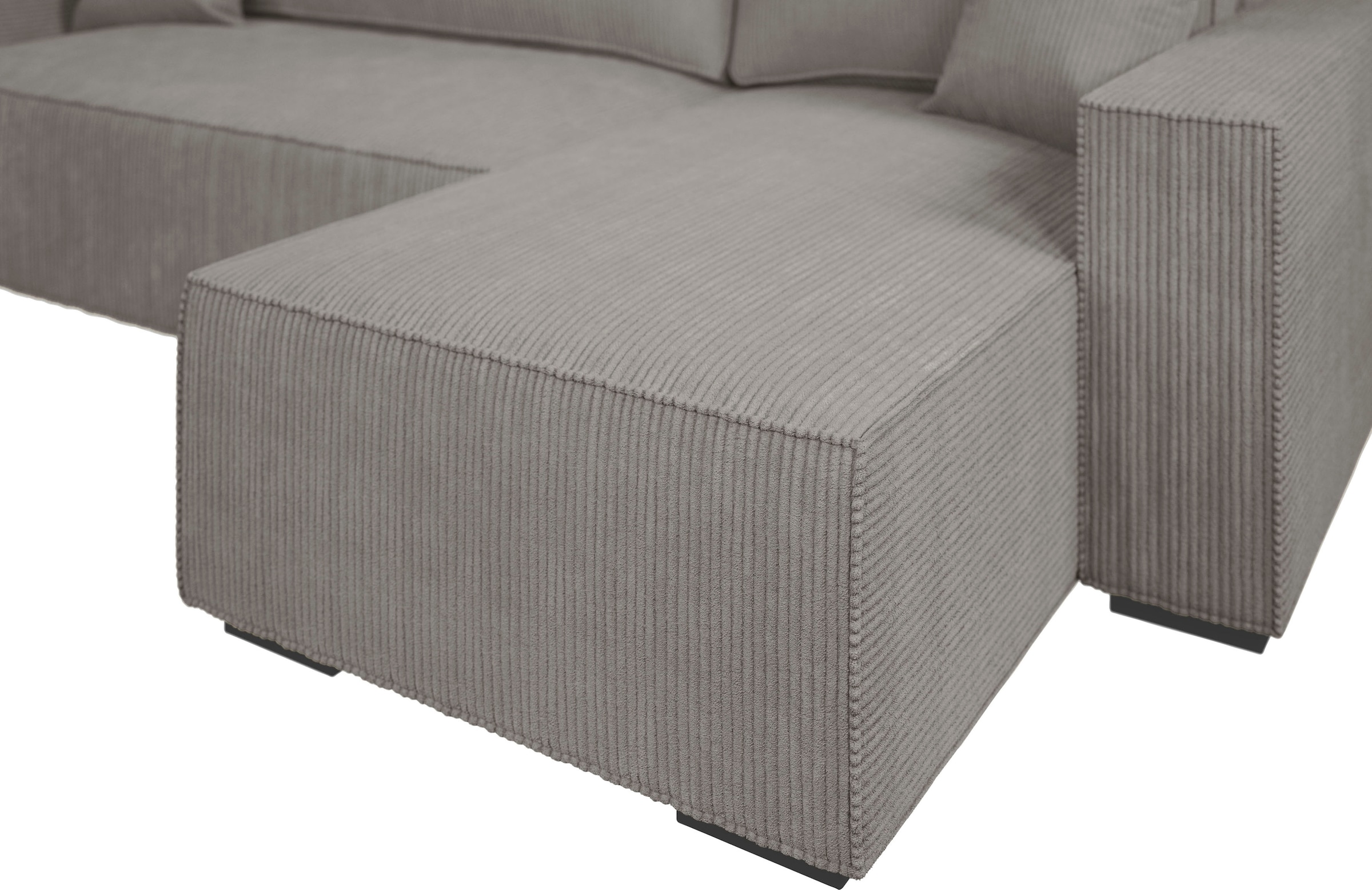 INOSIGN Ecksofa »Winton Cordsofa / Schlafsofa 253 cm«, Cord, Recamiere wechselbar, Schlaffunktion (130/208cm), Bettkasten