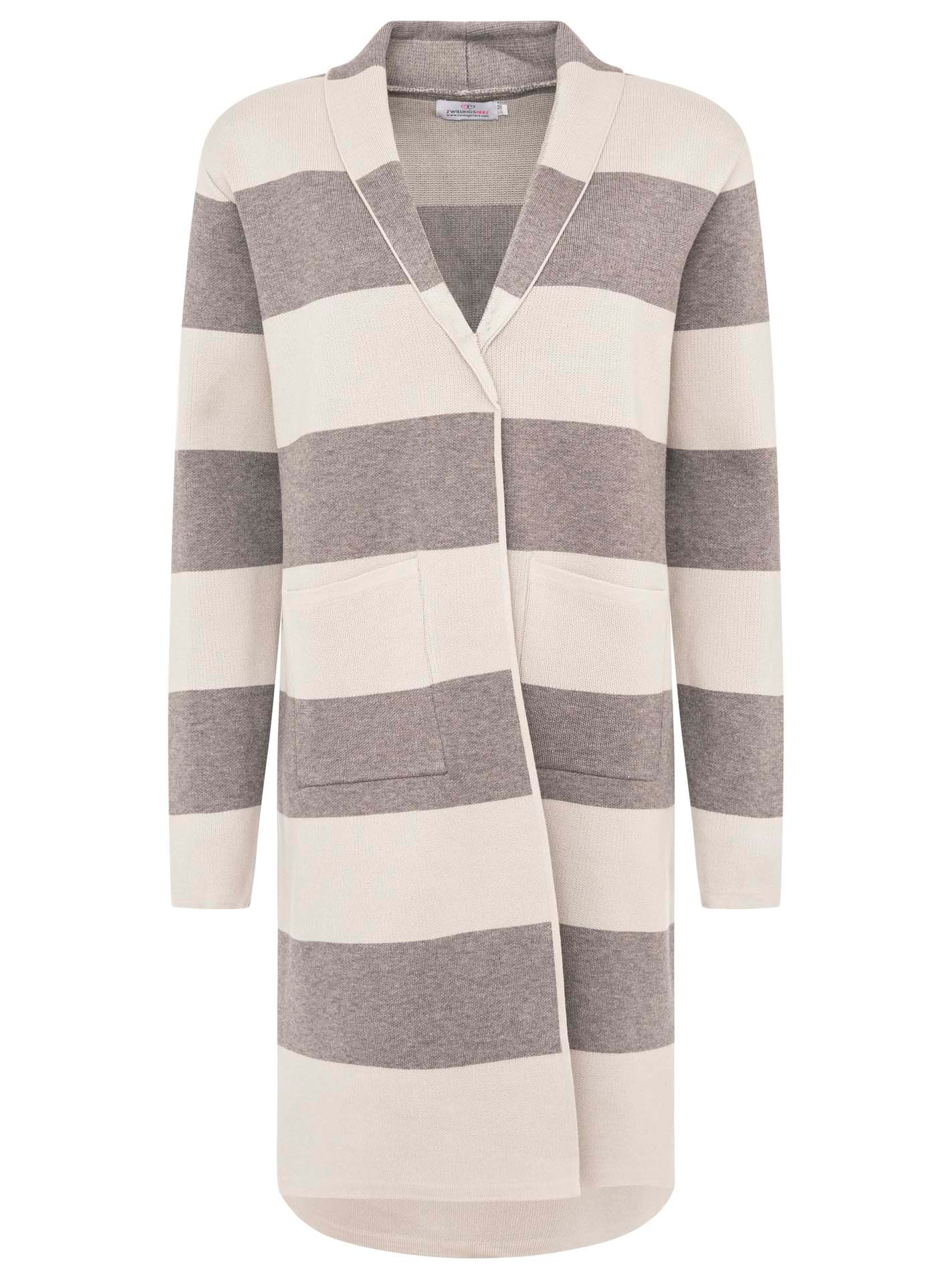Zwillingsherz Cardigan »"Streifen & Schalkragen"«, gestreifte Strickjacke mit Schalkragen und Eingriffstaschen