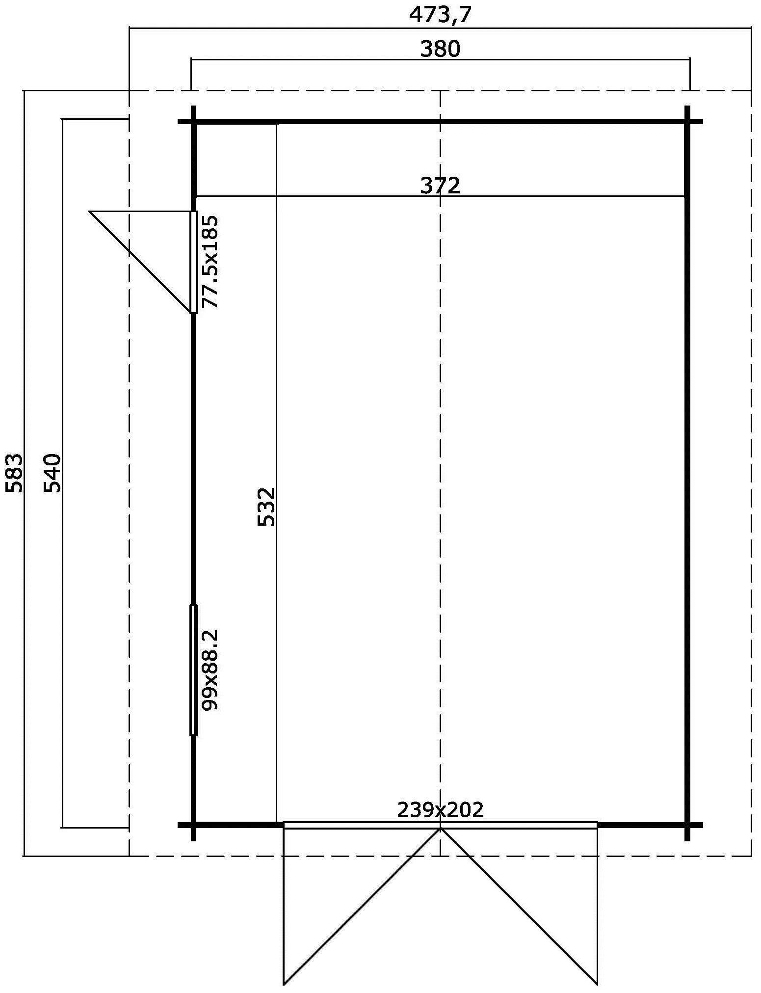 LASITA MAJA Garage »Yarik«, Blochbohlengarage 40mm, Fundamentmass 3800x5400, Schwedenrot