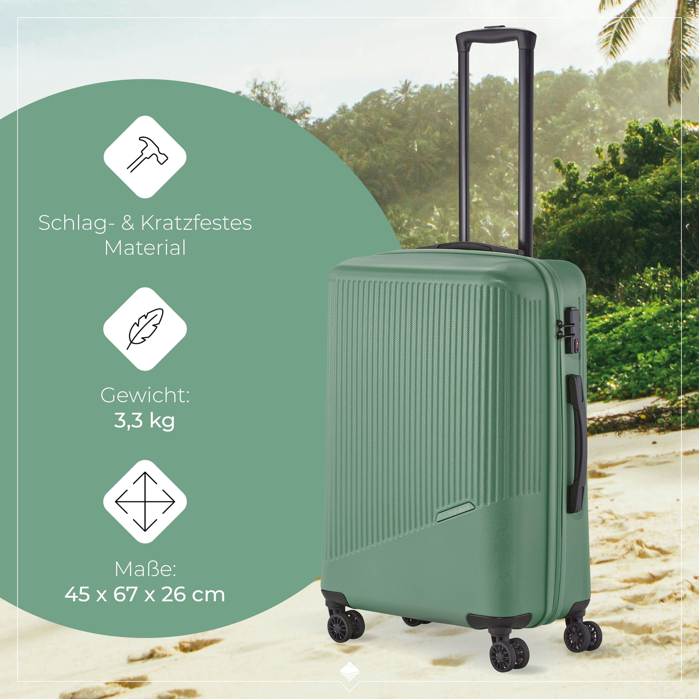 travelite Hartschalen-Trolley »BALI, in verschiedenen Größen und Farben«, 4 Rollen, Hartschallenkoffer Reisegepäck Reisekoffer TSA Schloss