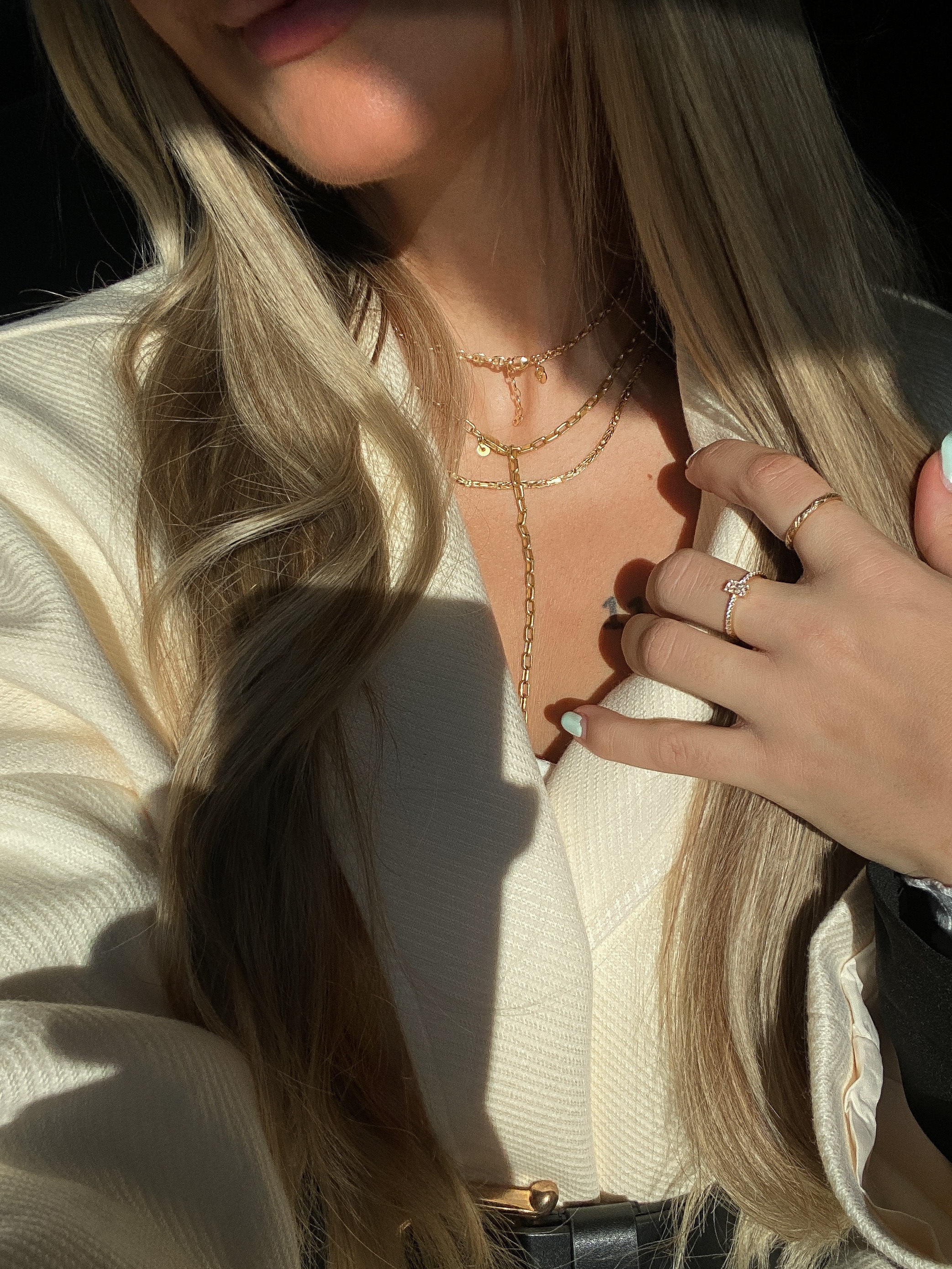 CAÏ Fingerring »925 Silber vergoldet Dreiecke Stacking«