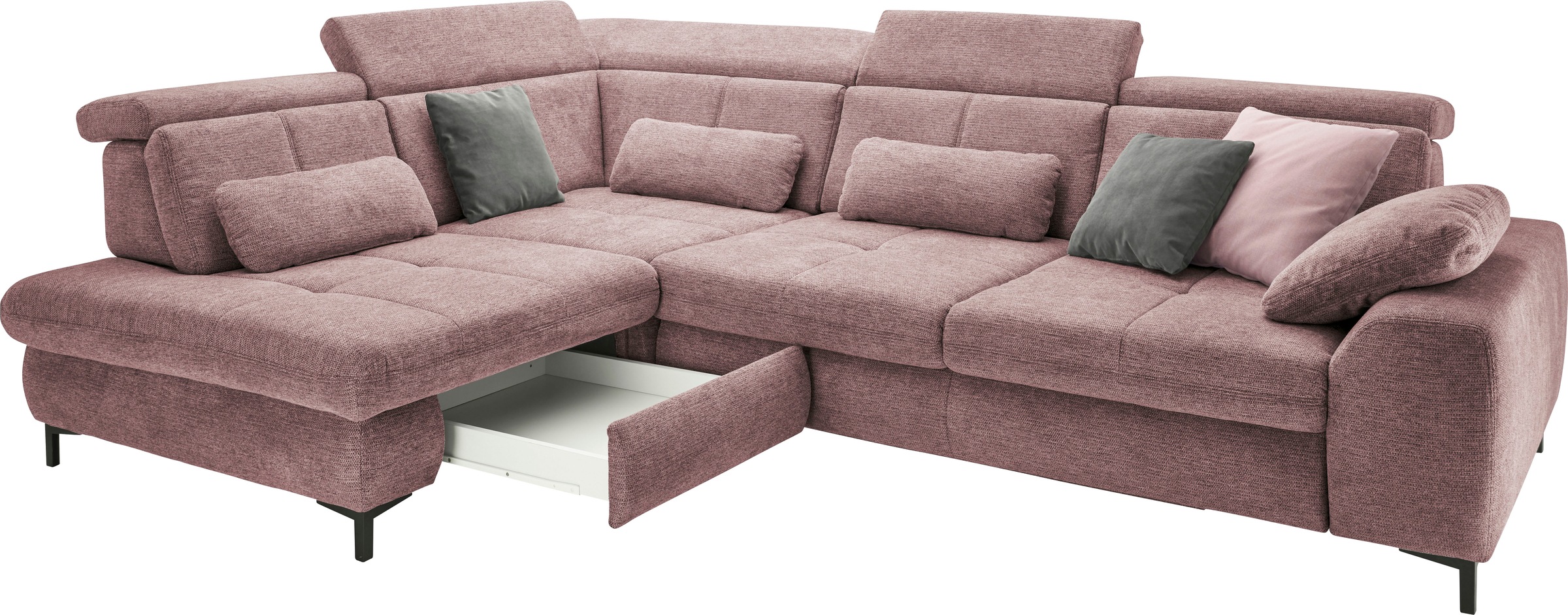 set one by Musterring Ecksofa »SO 3400, Komfortsitzhöhe 47cm oder 49cm, inkl. Sitztiefenverstellung«, verschiedene Funktionen, Kaltschaumpolsterung, Stellmaße 220 x 317 cm