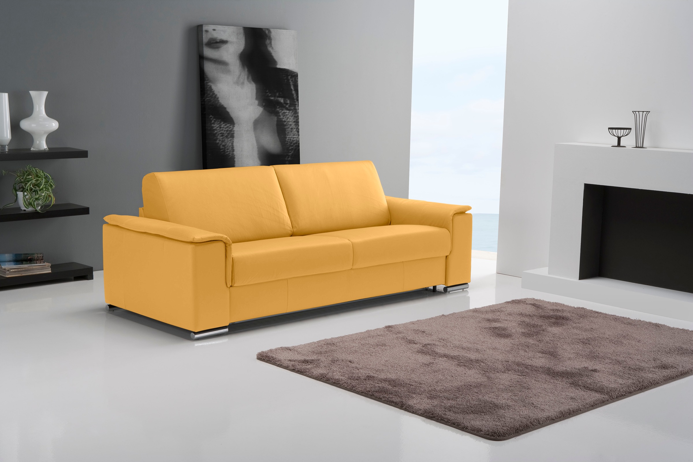 Egoitaliano 2,5-Sitzer »Cecilia, modern und elegant mit erstklassigem Sitzkomfort«, mit verchromten Metallfüßen