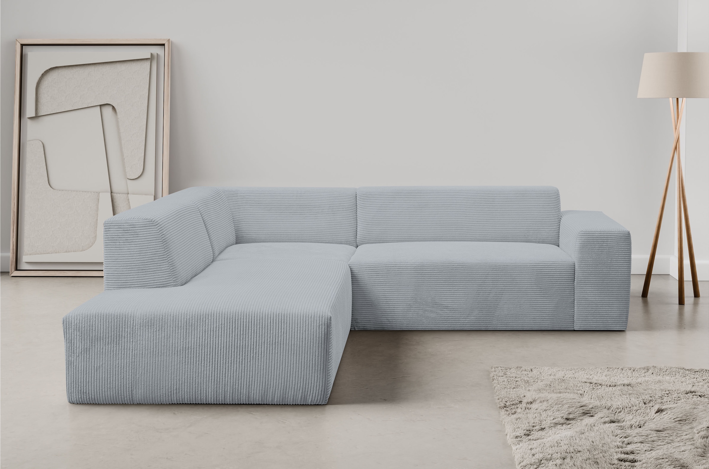 WERK2 Ecksofa »Zeus-M, B/T: 251/262 cm, tolles Sofa mit schönen Details, L-Form« Curvy Trend Garnitur, urbane Optik, komfortable Wellenunterfederung