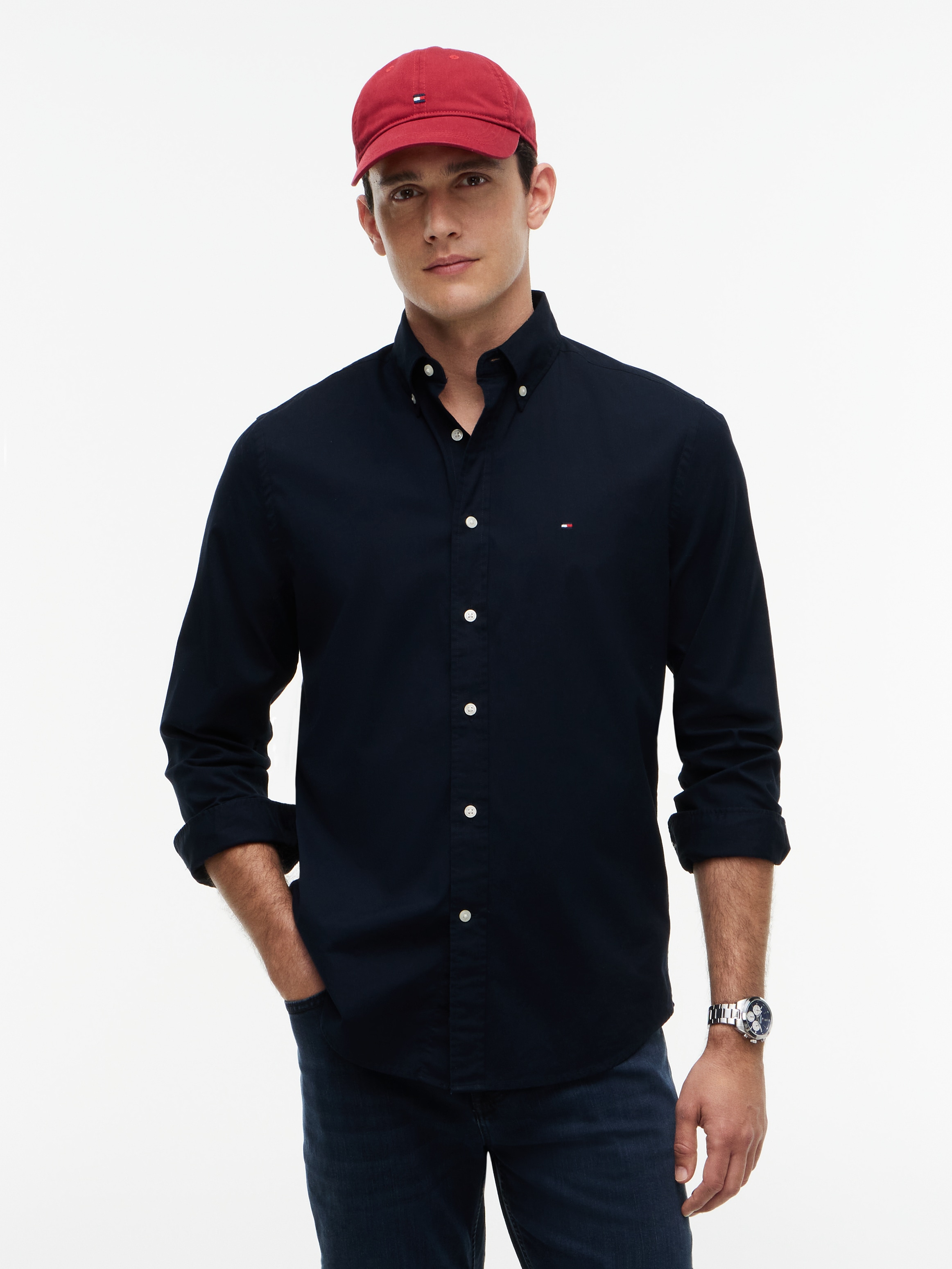 Tommy Hilfiger Langarmhemd »CORE FLEX POPLIN SOLID Regular Fit SHIRT« Regular Fit Flex Cotton