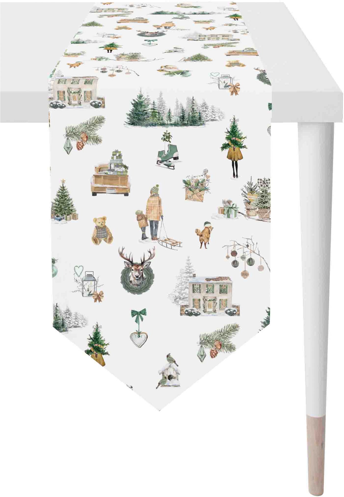 APELT Tischband »5821« grün, weiß Obermaterial: 75% Polyester, 25% Baumwolle B/L: 32 cm x 175 cm