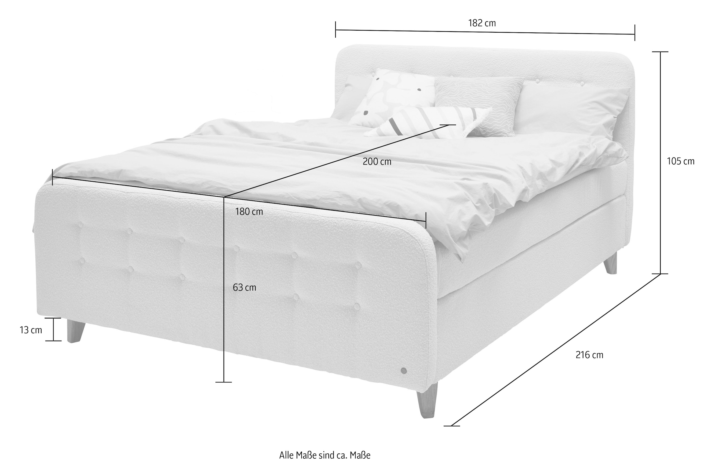 7. Bild von TOM TAILOR HOME Boxspringbett »NORDIC BOX«, mit Knopfheftung, in weichem Bouclé-Stoff, Füße in Buche natur