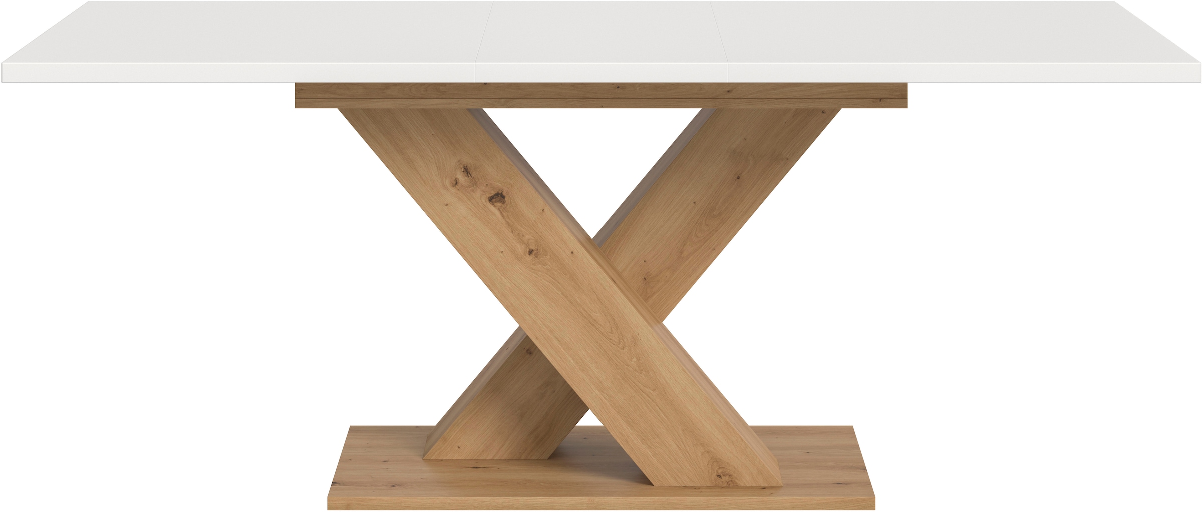 INOSIGN Esstisch »Motus, ausziehbar 150 -190 cm, inklusive 40 cm Einlegeplatte«, (Set, 1 St.), X-Gestell mit Bodenplatte, Tisch, Küchentisch, Esszimmer, Küche