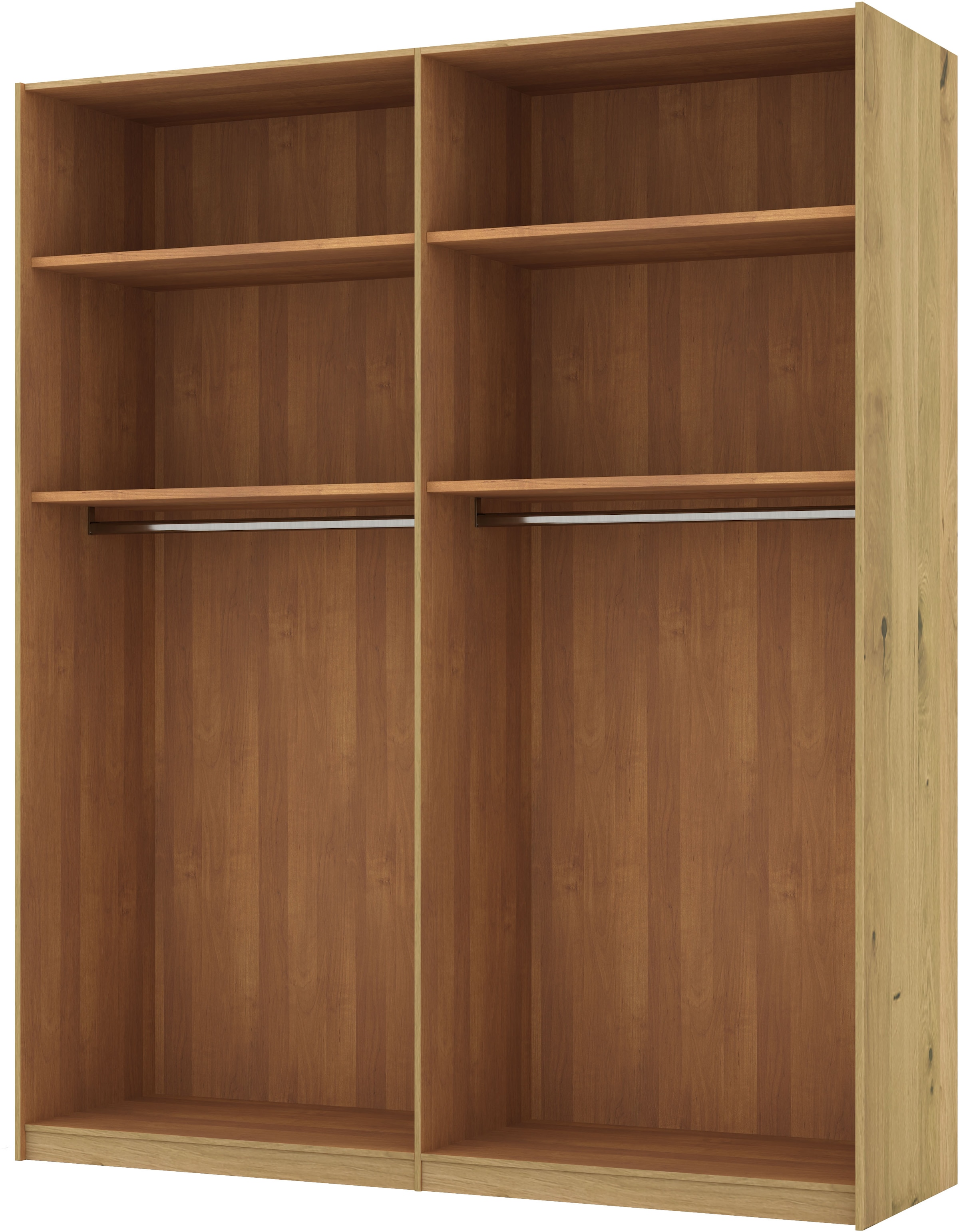 Musterring Schwebetürenschrank »Savona, Kleiderschrank, Schrank, Garderobe, mit Schiebetüren«, (Teilmassiv Bianco-Eiche, mit Spiegel oder Glas, MADE IN GERMANY), Türen Bianco-Eiche massiv, Spiegel-/Glastüren, eingelegte Chromleiste