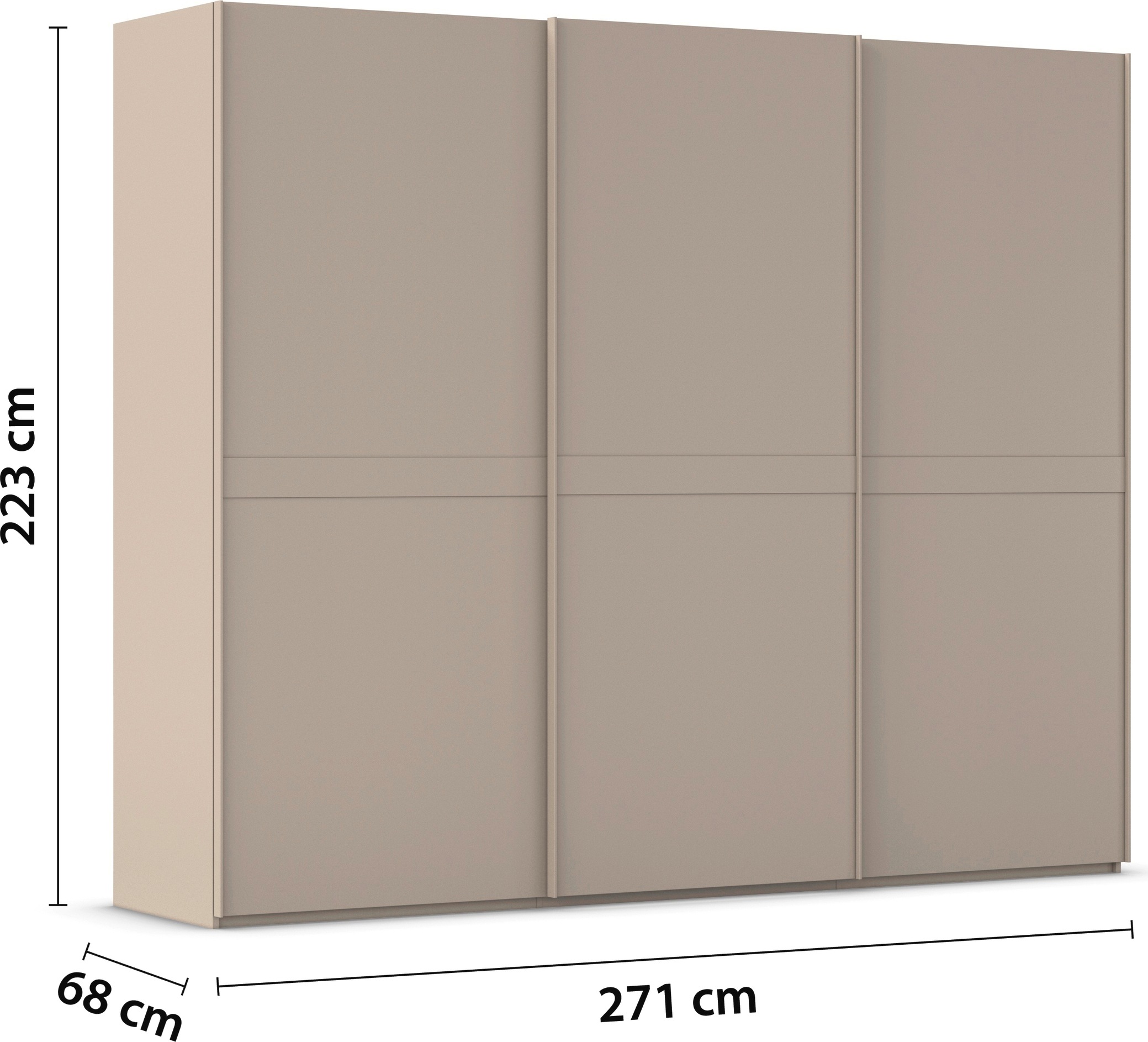 rauch Schwebetürenschrank »Kleiderschrank Schrank Garderobe Schlafzimmerschrank SCALE-LINE«, edle Optik mit Bauchbinde in Korpusfarbe Dekorfront MADE IN GERMANY
