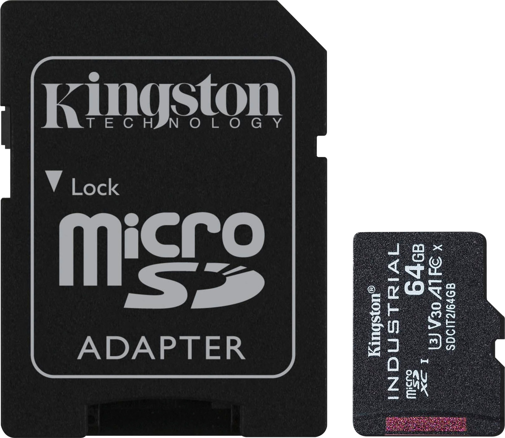 Kingston Speicherkarte »INDUSTRIAL microSD 64GB + SD Adapter«, (UHS-I Class 10 100 MB/s Lesegeschwindigkeit)