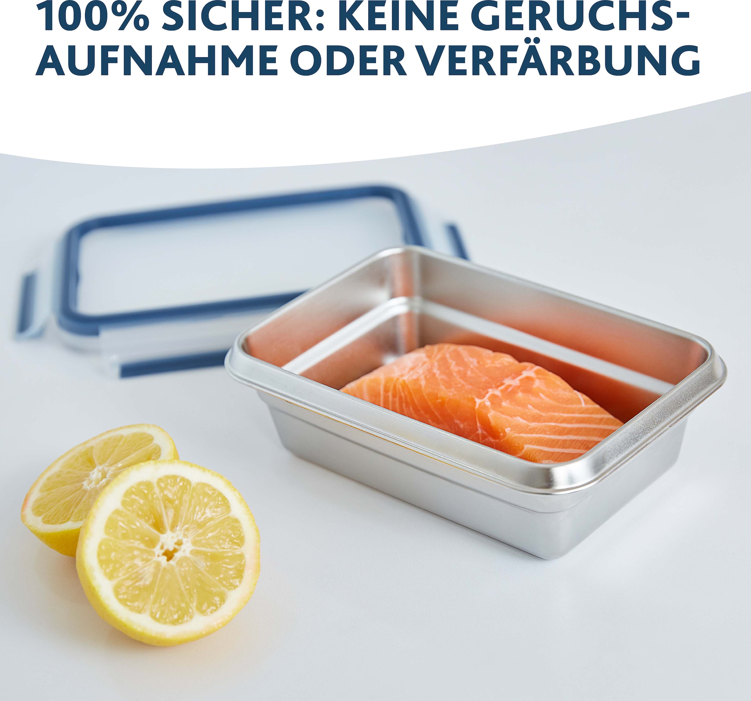 Emsa Frischhaltedose »Clip & Close«, (Set, 1 tlg.), Edelstahl, frost-, spülmaschinen- und backofenfest
