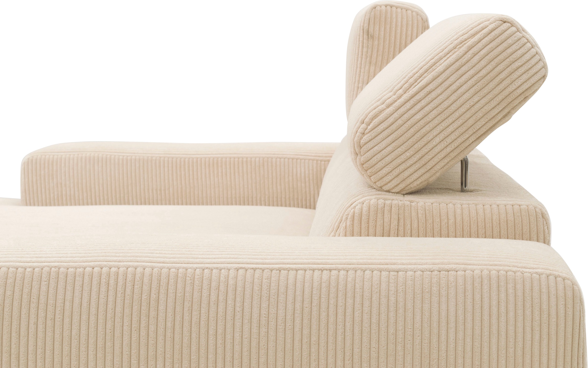 DOMO collection Ecksofa »Brandon B/T: 214/100 cm, belastbar bis 140kg/ Sitz, L-Form«, Cord, creme