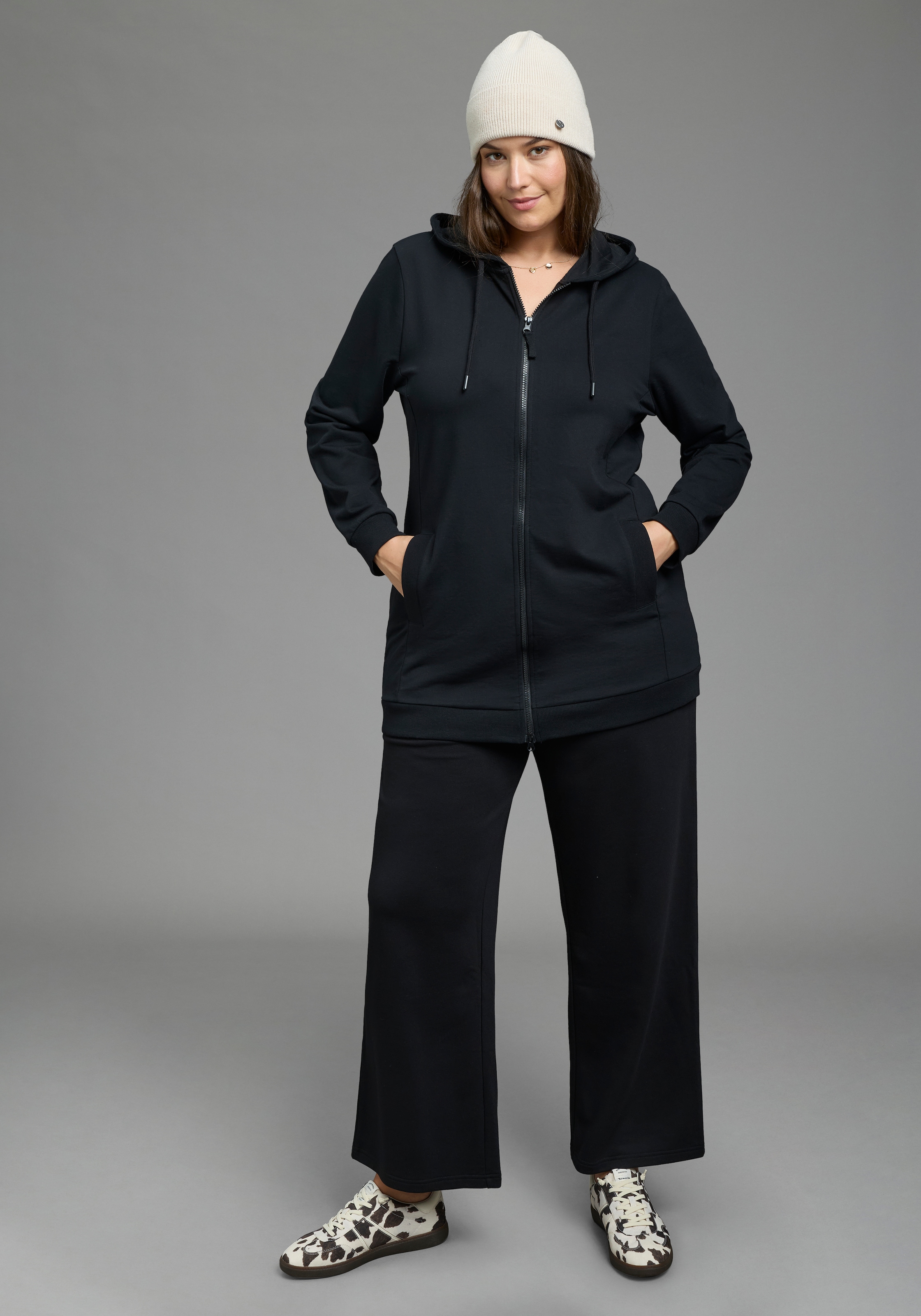 Laura Scott CURVE Kapuzensweatjacke »Große Größen« im Oversized Look aus weicher Baumwolle