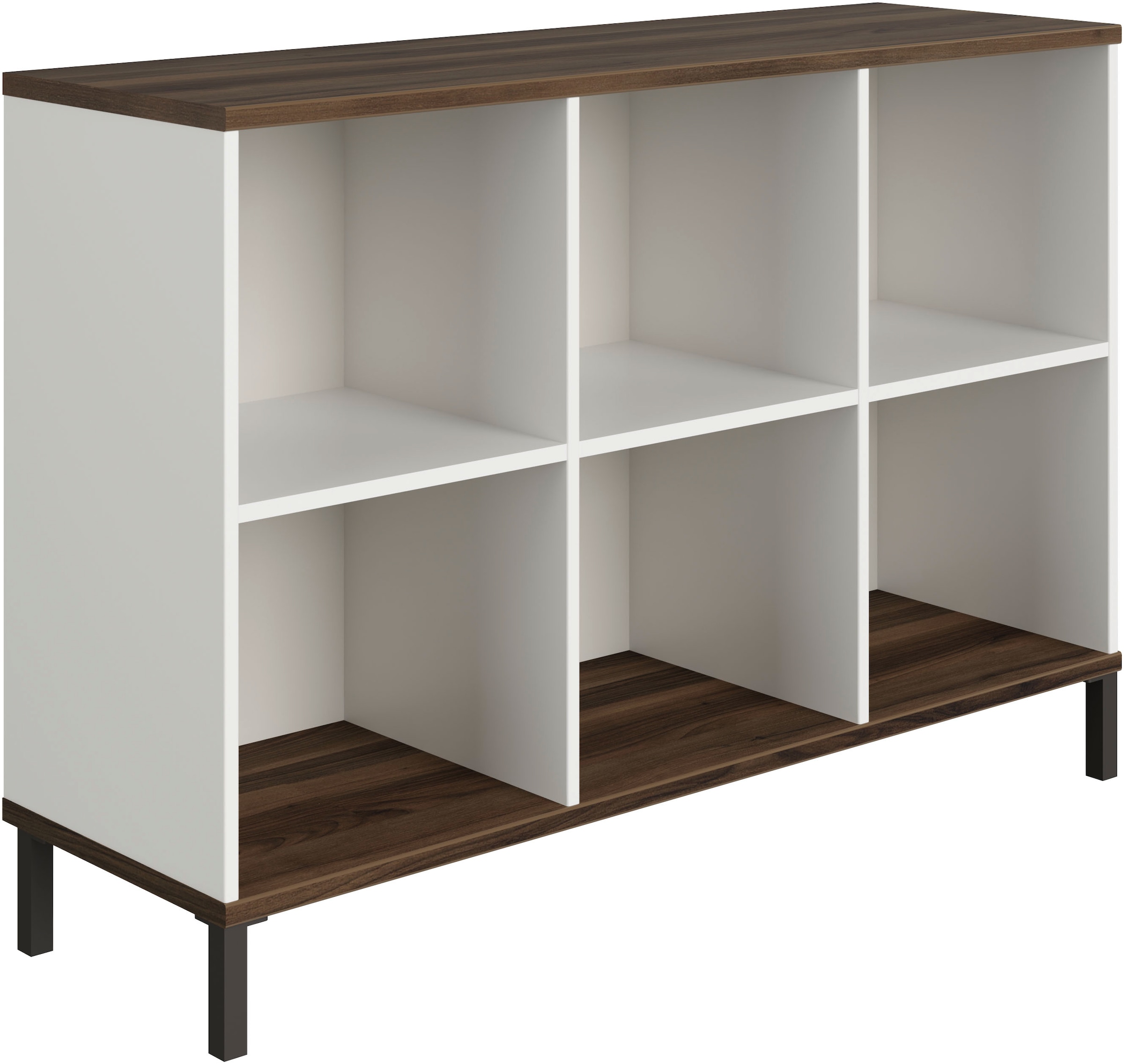 YUNY by PAIDI Sideboard »LOVELY ALIV mit 6 offenen Fächern«, (B/H/T ca. 123x85x38cm, Off-White/Dark-Walnut), yuny by PAIDI