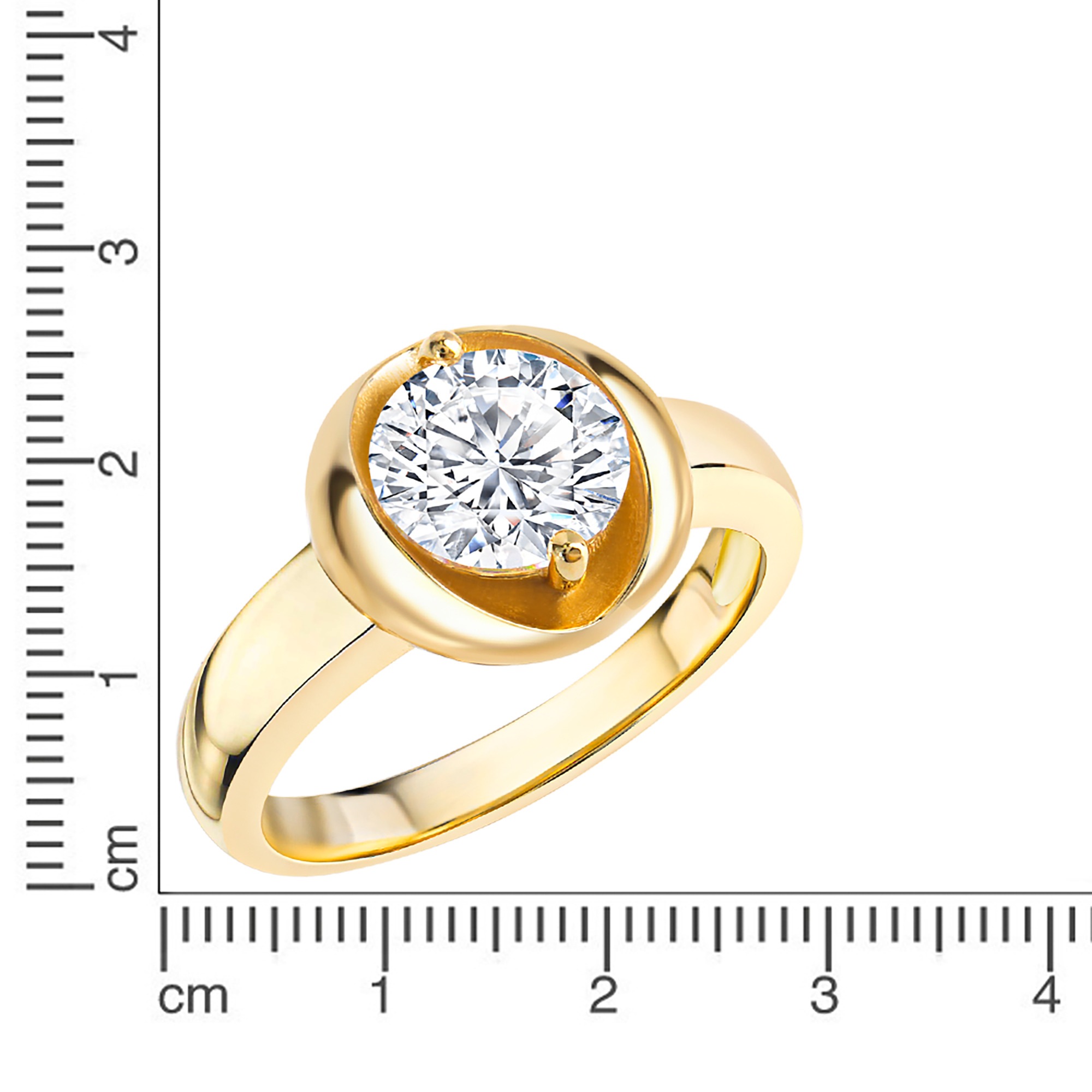 Zeeme Fingerring »Silber 925 vergoldet mit weißem Zirkonia-Stein 8mm«