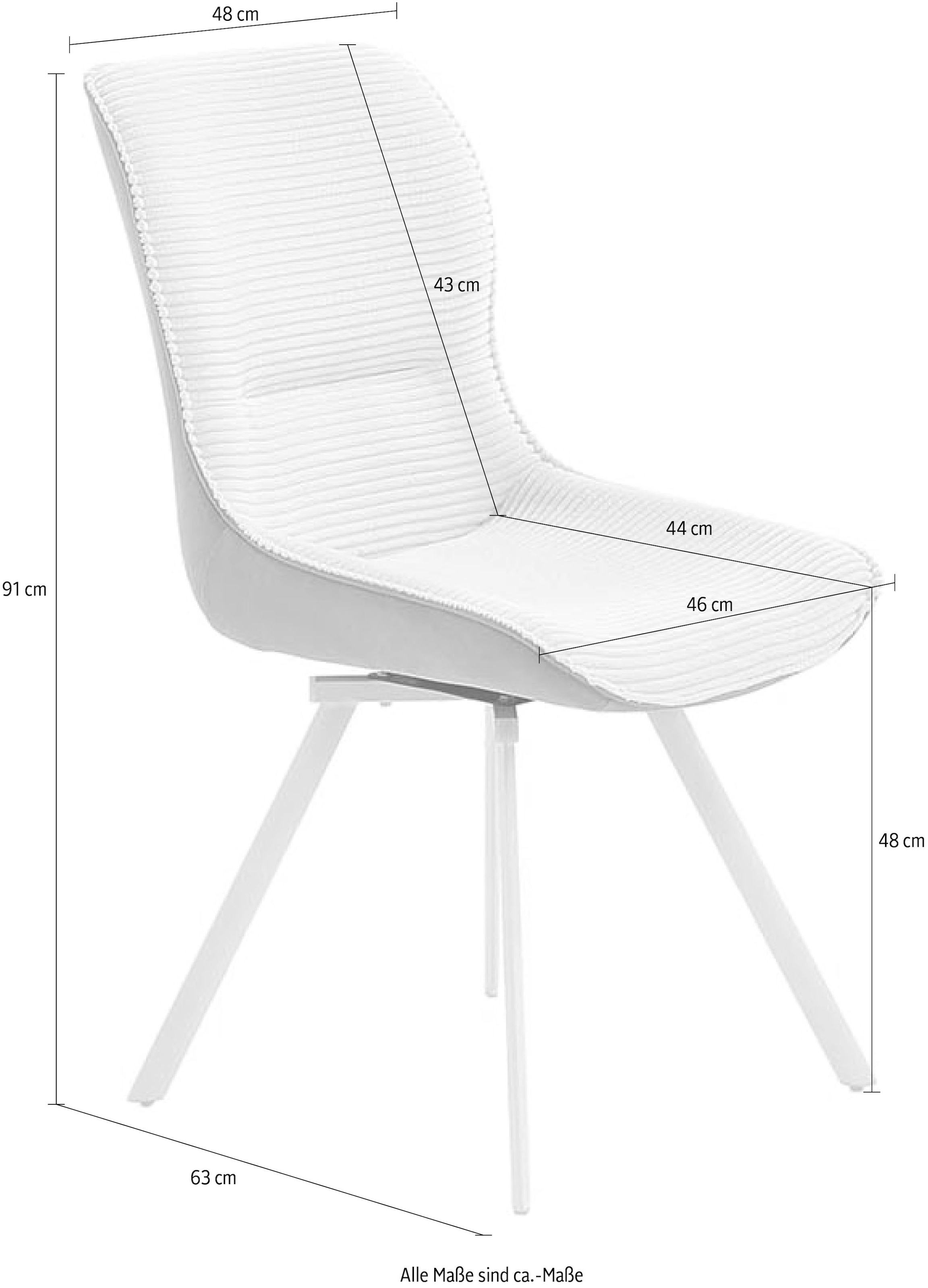 Jockenhöfer Gruppe 4-Fußstuhl »Mellum«, (Set), 2 St., Cord-Microfaser, Inklusive Drehfunktion (360° drehbar), Bezugsstoff Cord