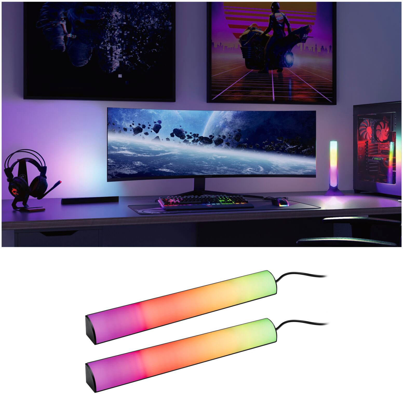 Paulmann LED-Streifen »EntertainLED Lightbar Dynamic Rainbow RGB 30x30mm 2x0,6W 2x24lm«, 2 St.-flammig