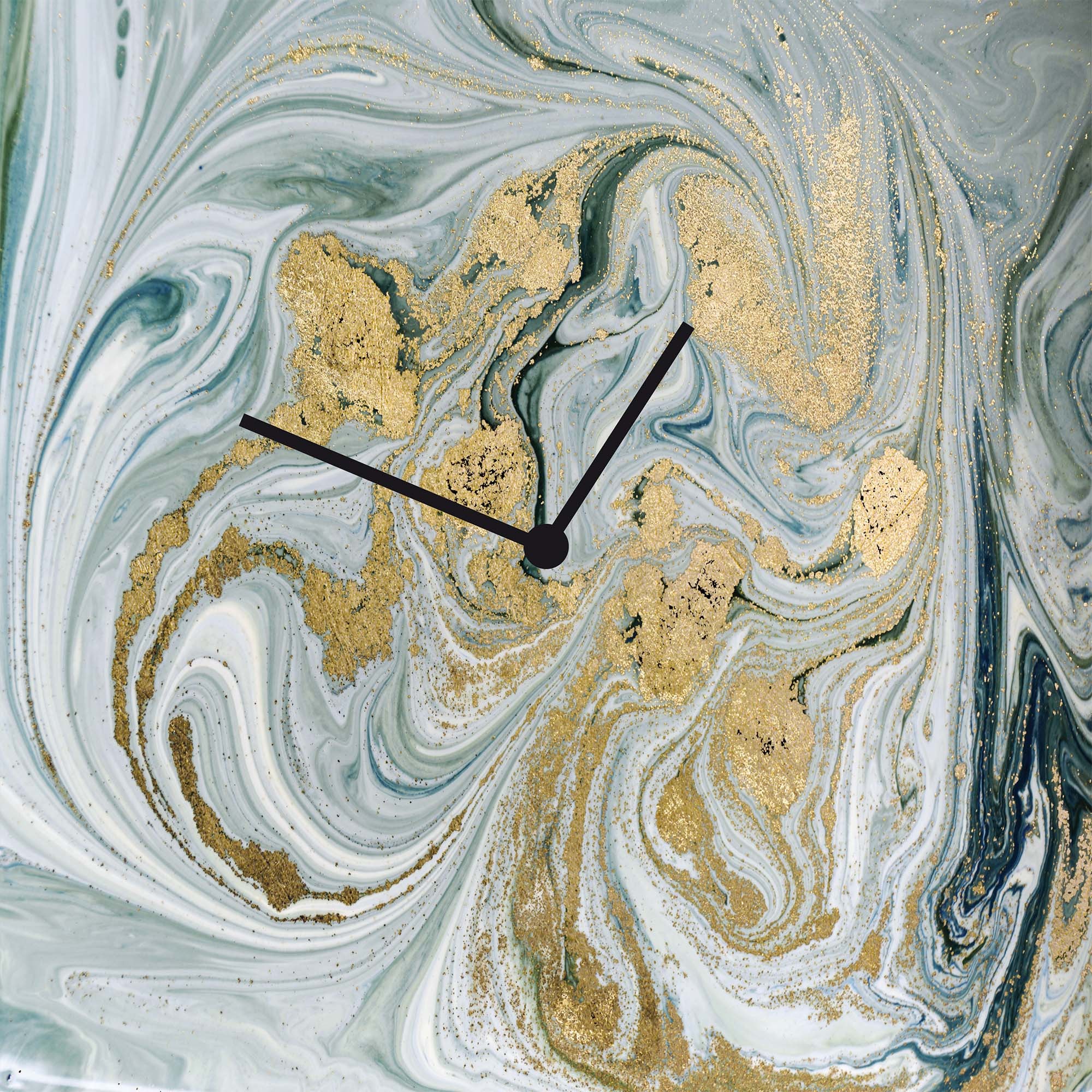 queence Wanduhr »Marmor, Blattgold Applikationen«, Uhr, geräuschlos, gold, Blattgold, handarbeit, Marmor