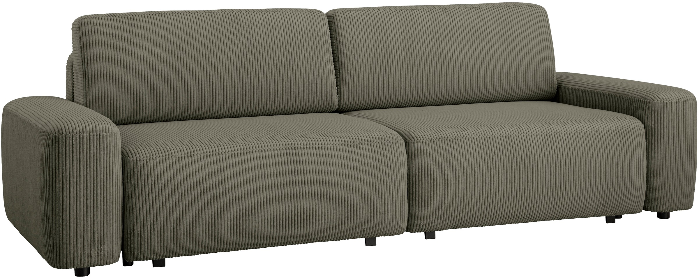 INOSIGN 3-Sitzer »TORGE (257cm), Sofa,Schlafsofa in Cord, Samtvelours, Struktur fein«, rundes Design, Schlaffunktion u. Bettkasten, Liegefläche: 135/200 cm
