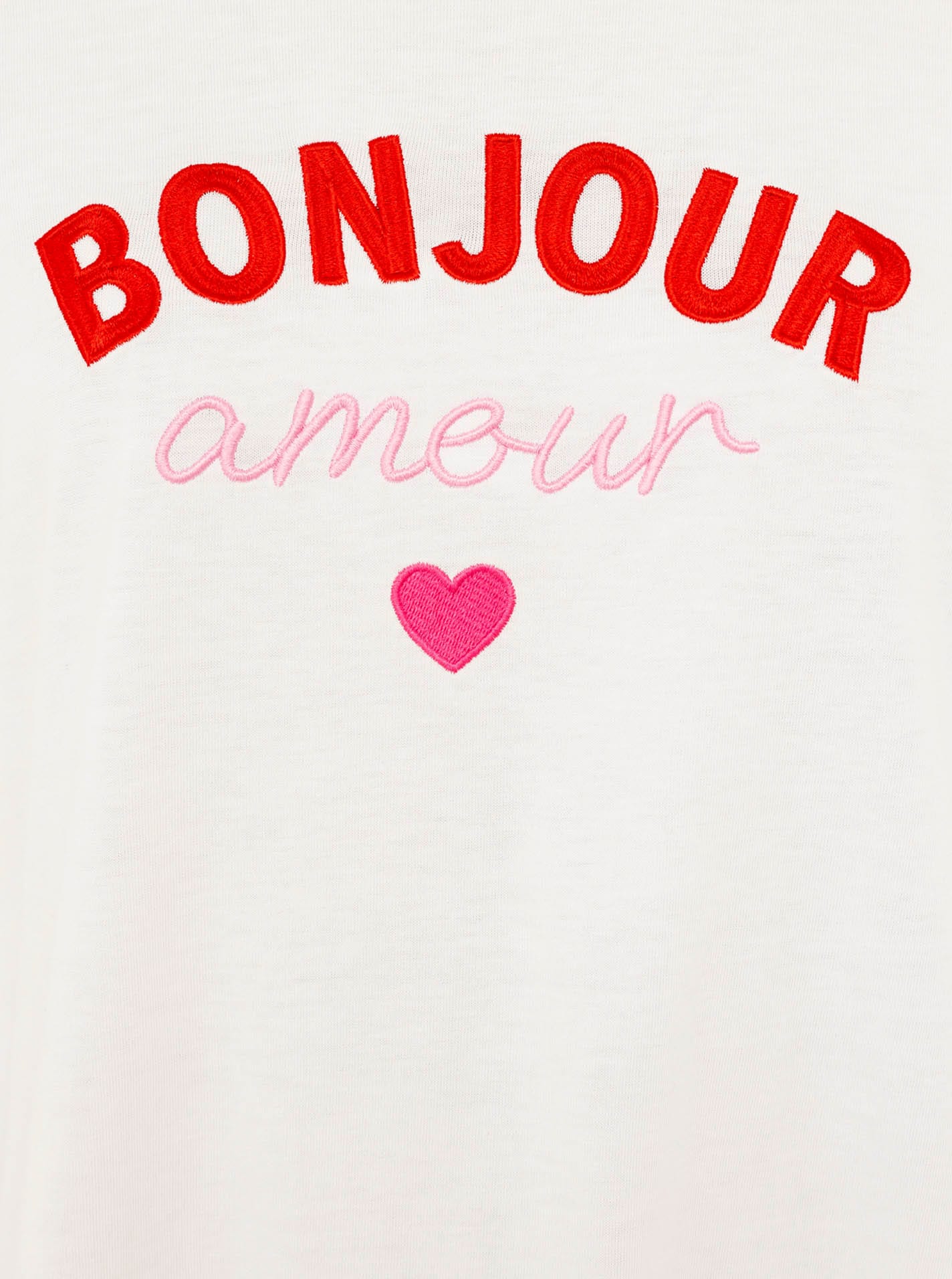 Zwillingsherz Pyjama »Bonjour Amour« 2 Longsleeve mit Schriftzug und langer, karierter Hose