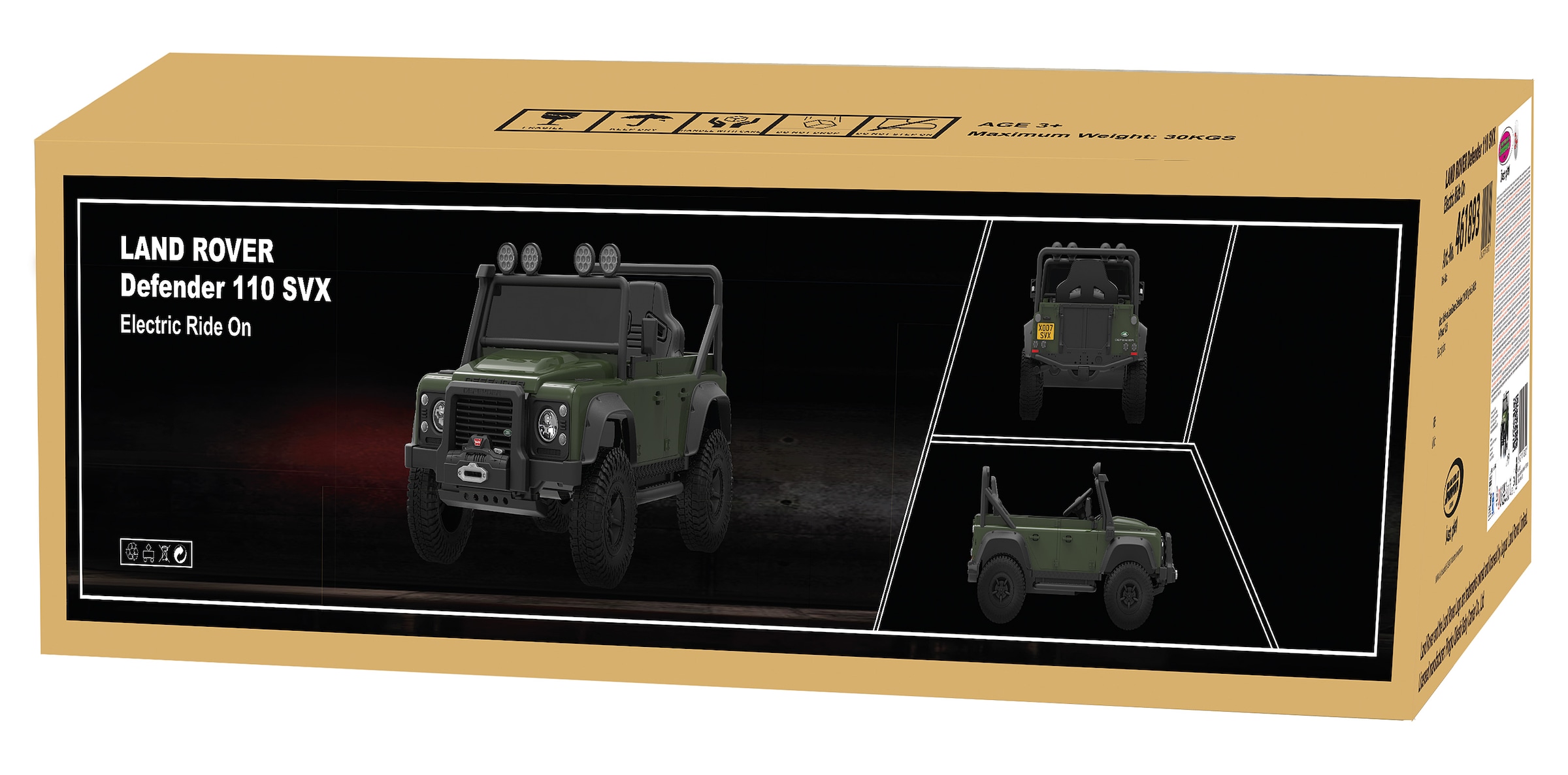 Jamara Elektro-Kinderauto »Ride-on Land Rover Defender 110 SVX grün, 2,4GHz, Li-Power 12.6« ab 3 Jahren bis 30 kg mit Licht und Sound