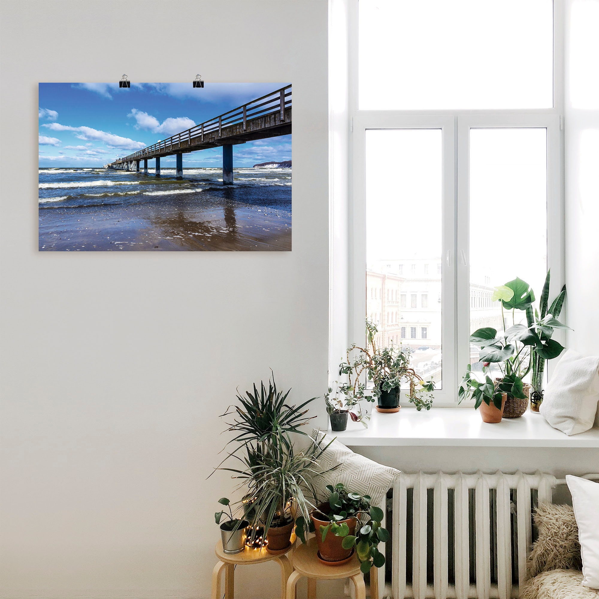 Artland Poster »Die Seebrücke in Zingst im Winter«, Brücken, (1 St.), als Alubild, Leinwandbild, Wandaufkleber oder Poster in versch. Größen