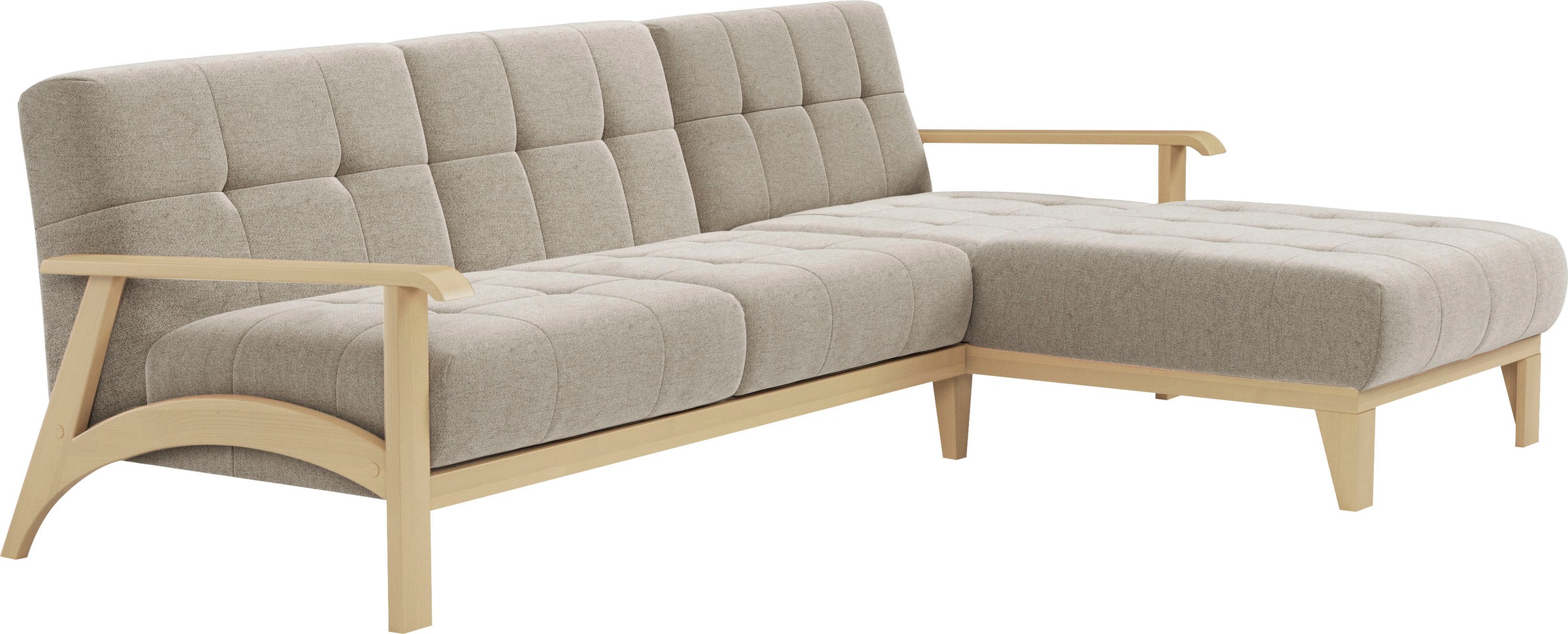 sit&more Ecksofa »Billund L-Form«, Armlehnen aus Buchenholz in natur, verschiedene Bezüge und Farben