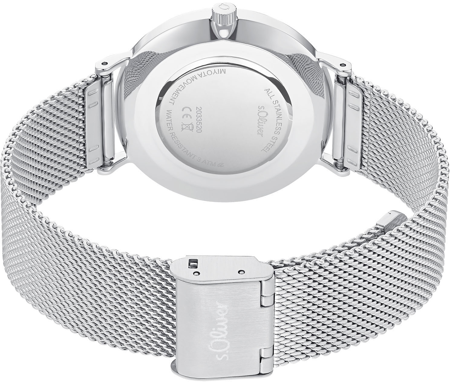 s.Oliver Quarzuhr, Armbanduhr, Damenuhr, analog, Edelstahlarmband