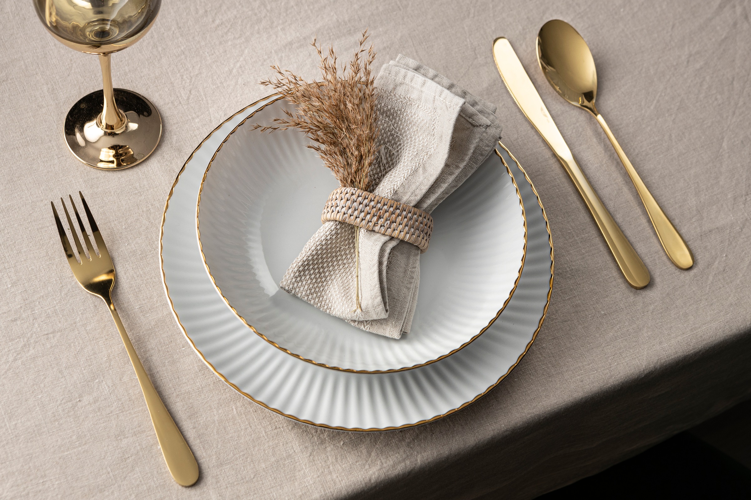 my home Tafelservice »Teller Set, Geschirr-Set Elisetta« Goldband, Made in günstig online kaufen