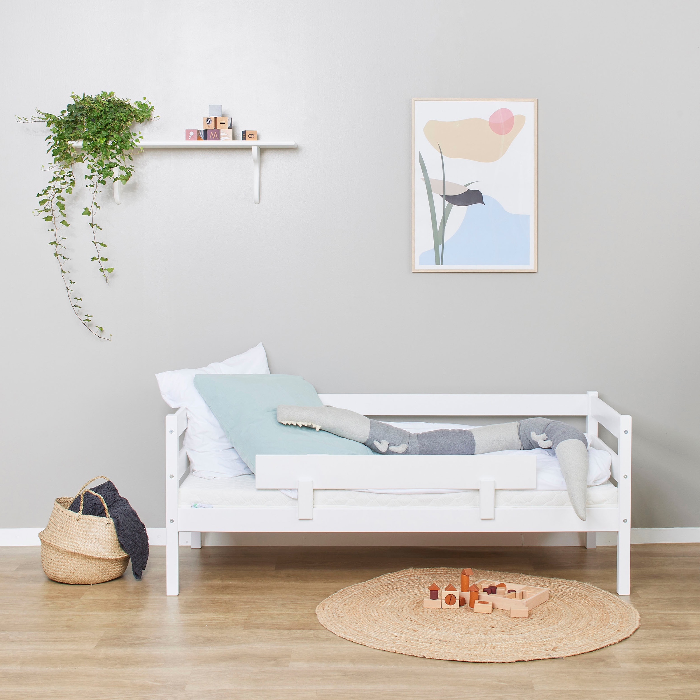 7. Bild von Hoppekids Einzelbett »ECO Comfort Kinderbett, Kiefer Massivholz, Jugendbett inkl. Rollrost«, 70x160 cm, wahlweise in verschieden Farben/ Matratze/ Absturzsicherung