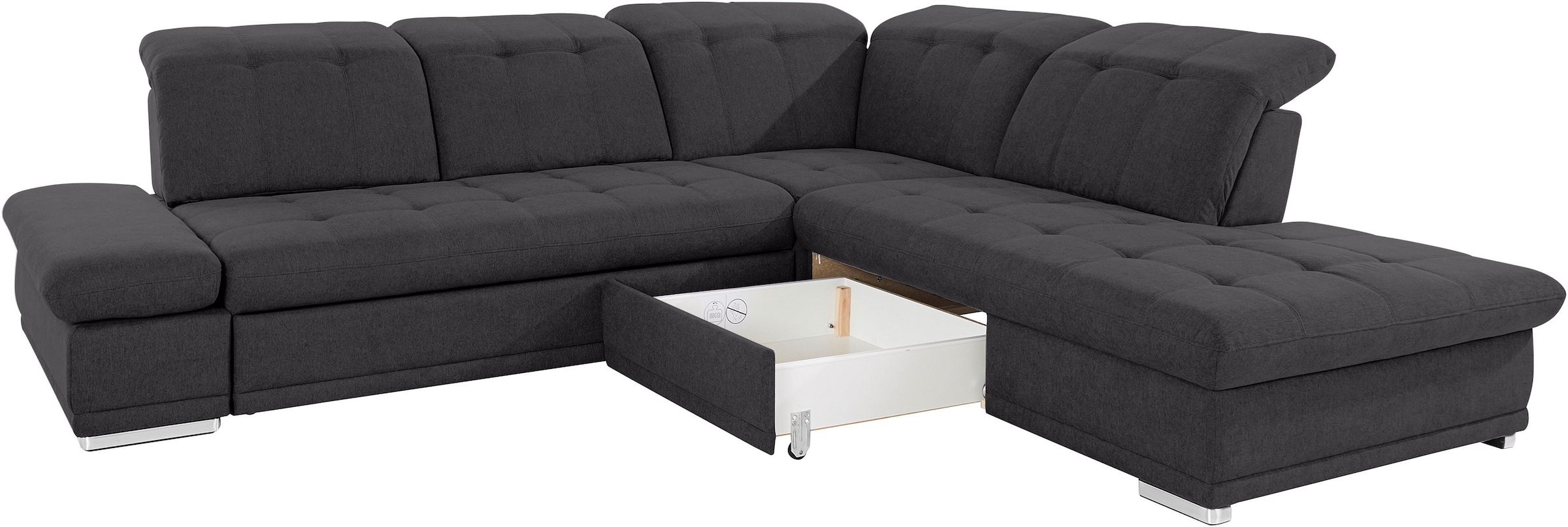 COTTA Ecksofa »Holiday L-Form mit Sitztiefen-, Armteil- und Kopfteilverstellung«, wahlweise mit Bettfunktion & Bettkasten