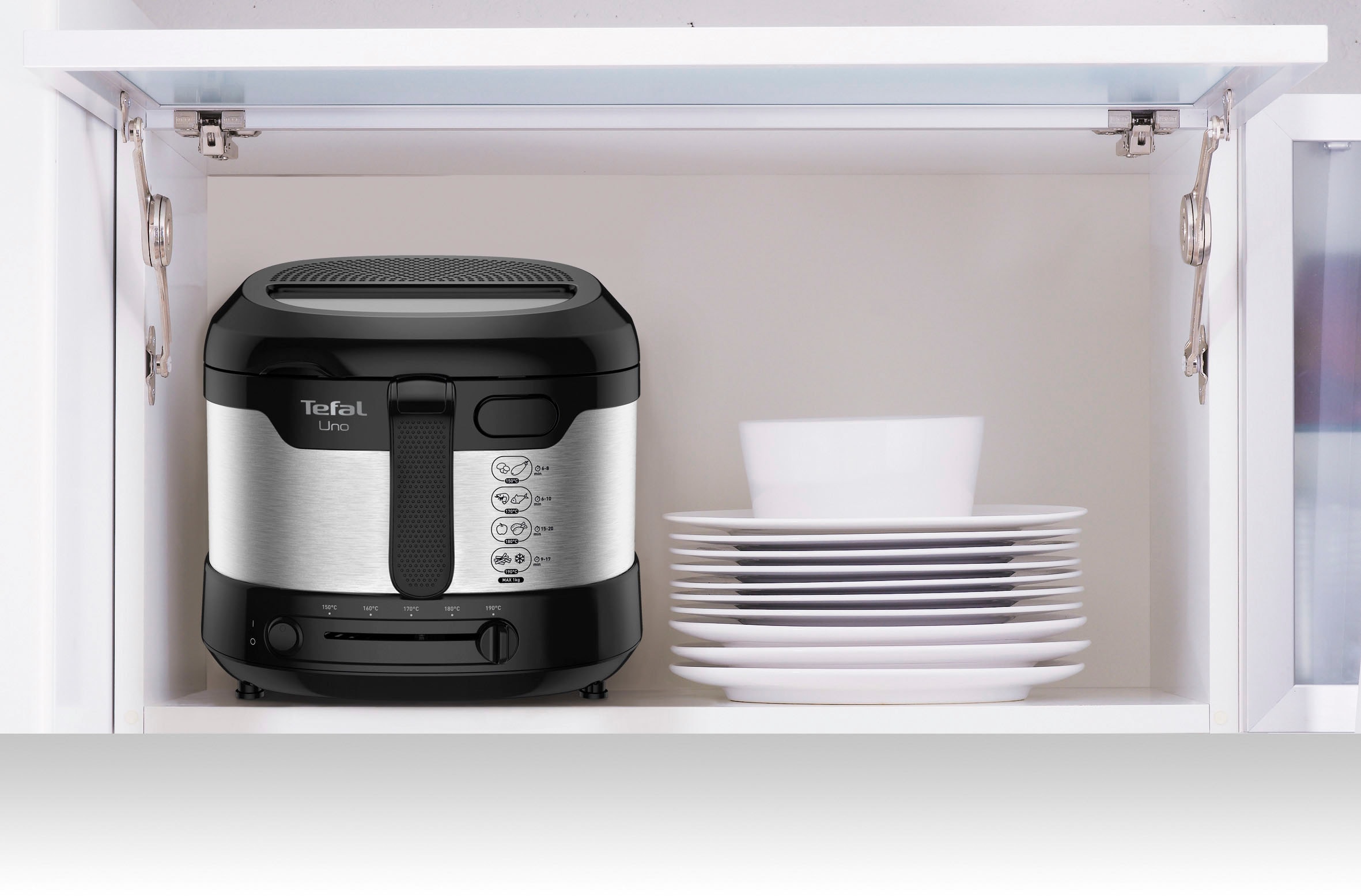 Tefal Fritteuse »UNO M Edelstahl«, 1600 W, Kapazität 1kg, Thermostat, Sichtfenster, Abtropfposition, FF215