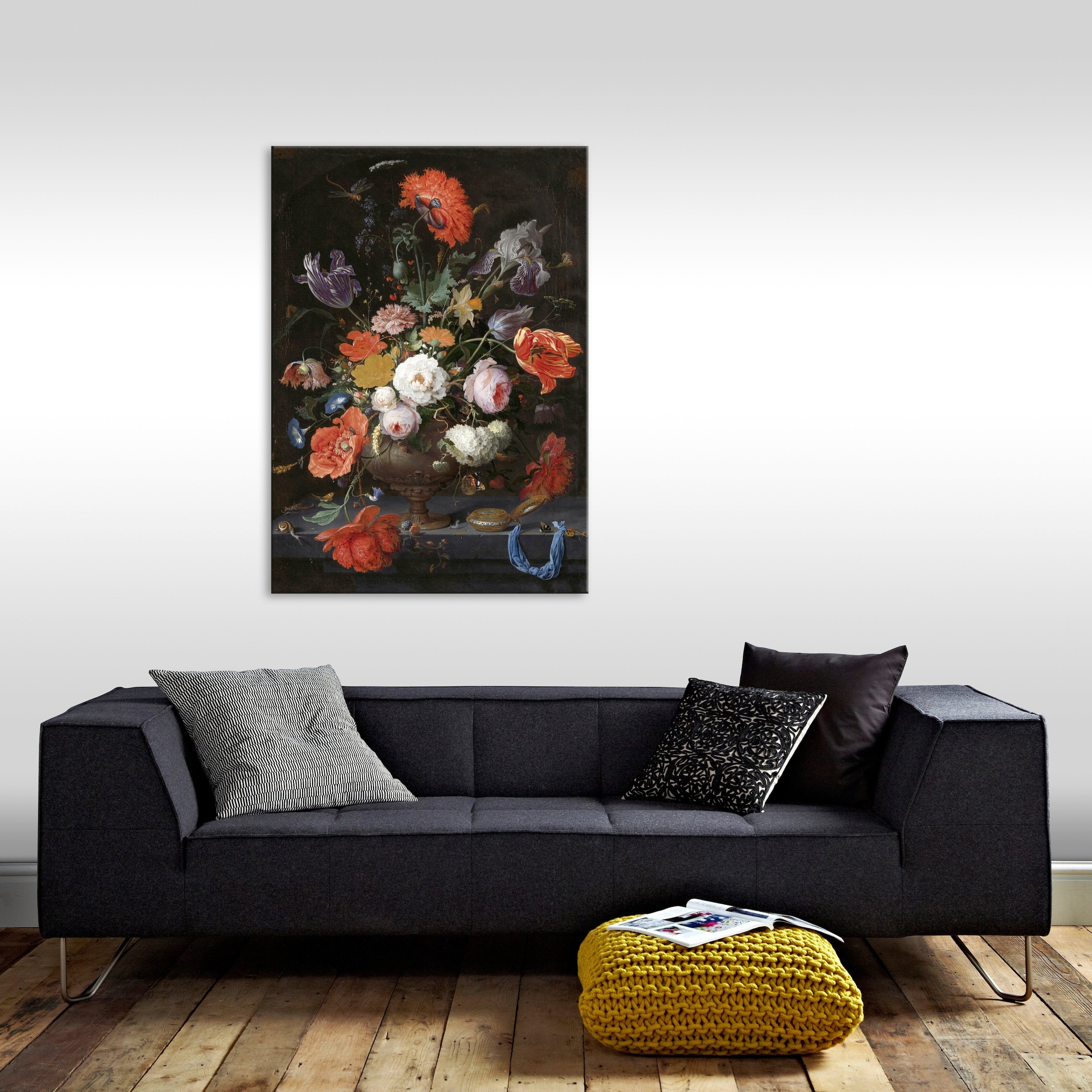Art for the home Leinwandbild »Rijksmuseum, Albert Mignon« Art Stillleben Blumen Uhr 100 x 70 cm