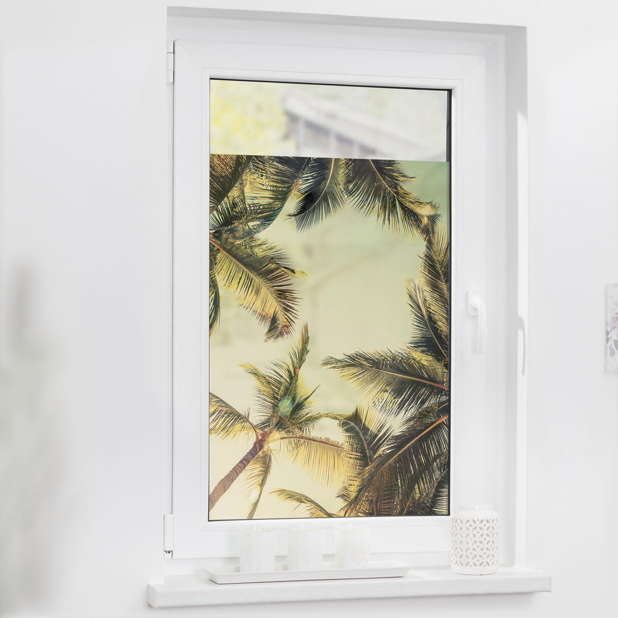 LICHTBLICK ORIGINAL Fensterfolie »Palmen und Sonne«, 1 St., blickdicht, strukturiertKlebepunkte, selbstklebend, Sichtschutz