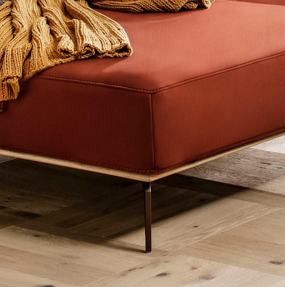 W.SCHILLIG Ecksofa »run, Designsofa mit tollem Sitzkomfort, bequem, L-Form«, mit Holzsockel, Füße in Bronze pulverbeschichtet, Breite 319 cm