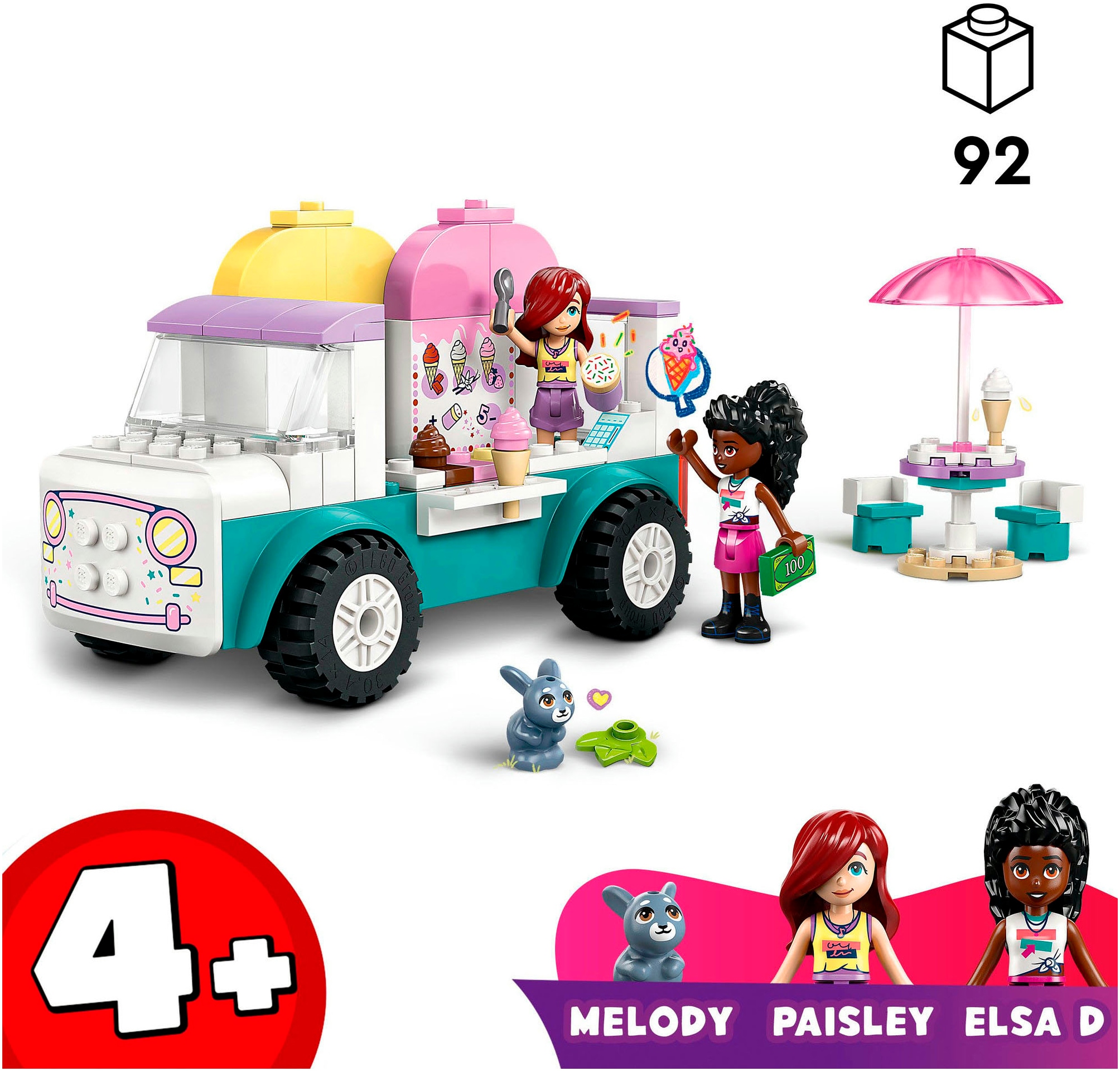 LEGO® Konstruktionsspielsteine »Heartlake City Eiswagen (42644), LEGO Friends«, (92 St.), Made in Europe