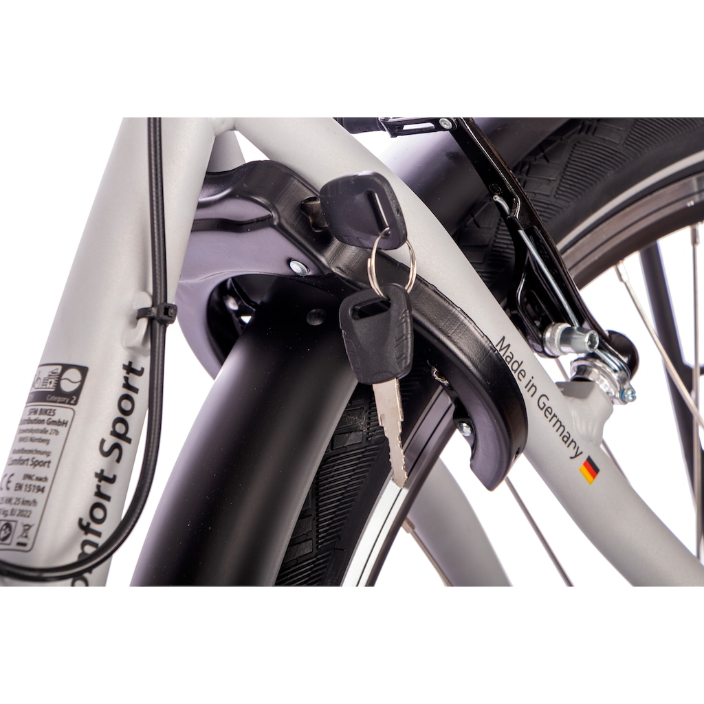 SAXONETTE E-Bike »Comfort Sport«, 9 Gang, Shimano, Alivio, Heckmotor 250 W, Diamant E-Bike, integriertes Rahmenschloss
