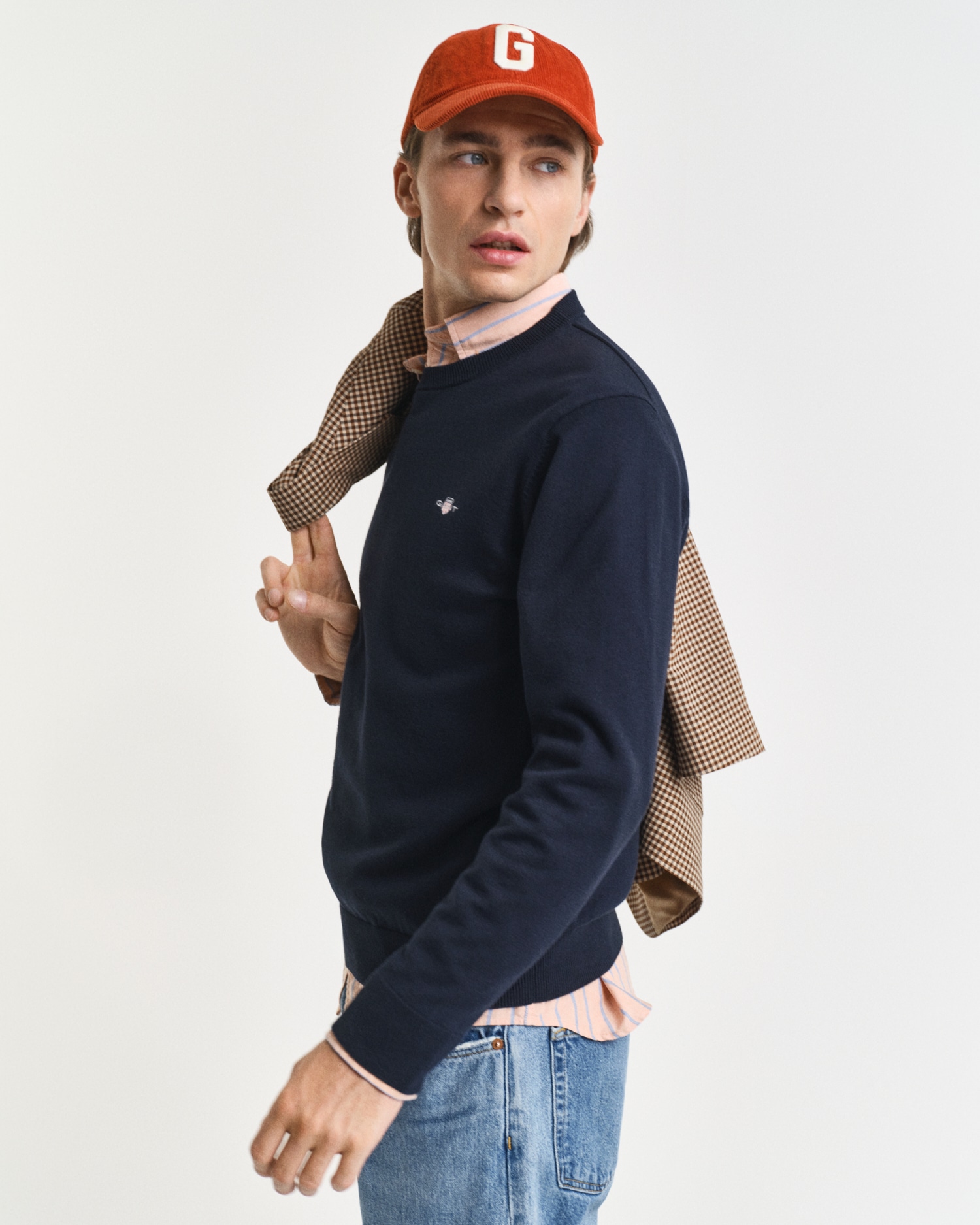 Gant Rundhalspullover »CLASSIC COTTON C-NECK«, Premium Strickpullver aus weicher 100% Baumwolle, Übergangspullover