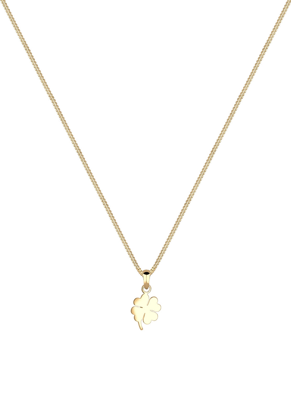 Elli Premium Kette mit Anhänger »Kleeblatt Glücksbringer Talisman 585 Gelbgold«