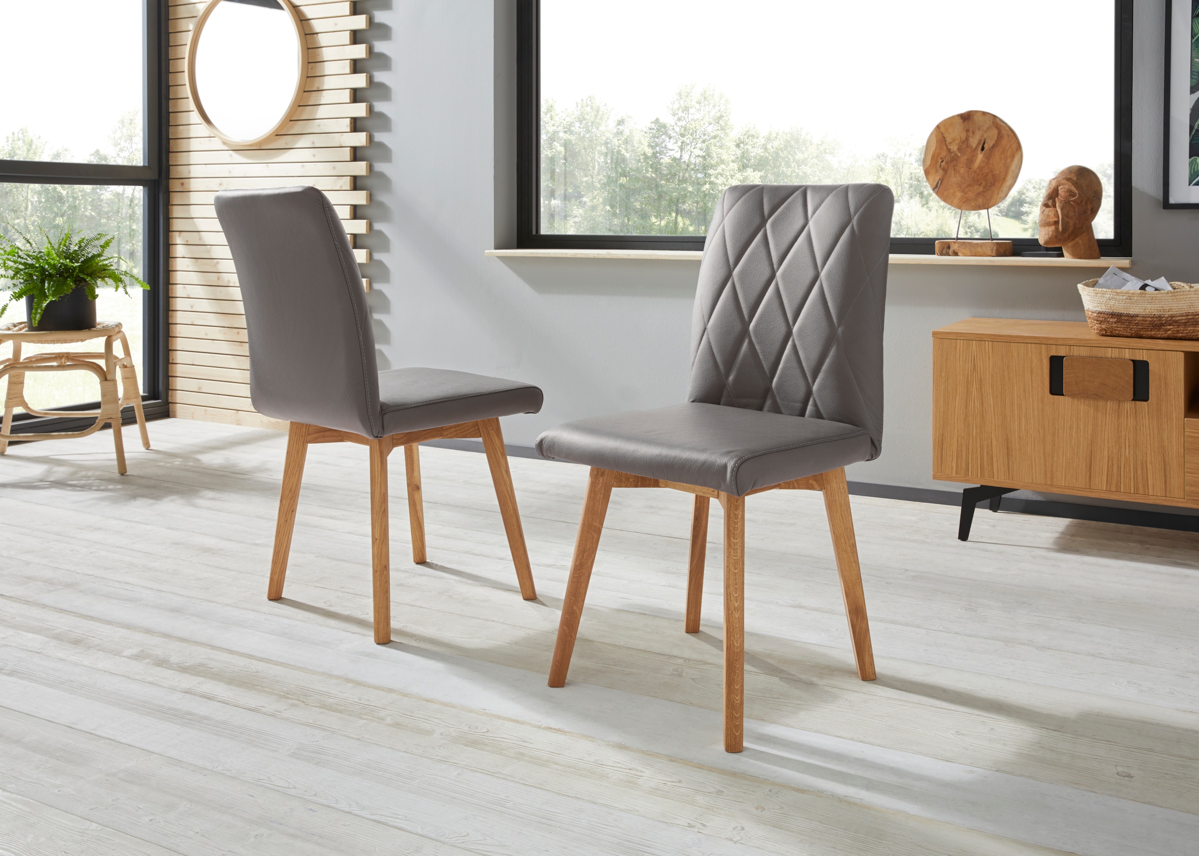 Home affaire Esszimmerstuhl »Brest« (Set) 2 Stk.Gestell aus Eiche Massivhol günstig online kaufen