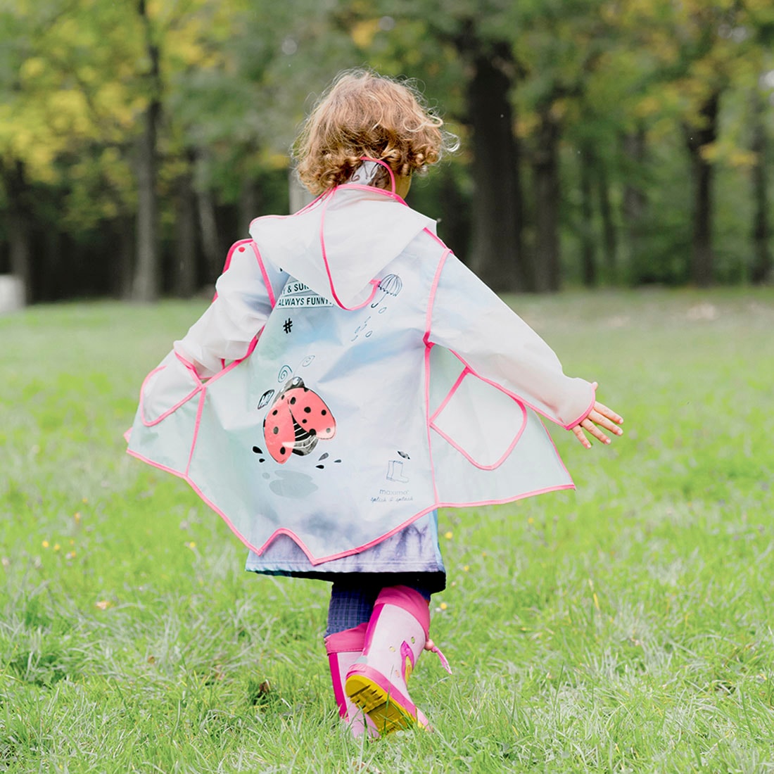 MAXIMO Regen- und Matschjacke, mit Kapuze, mit Marienkäfer-Print, Regenmantel Kids-Mädchen